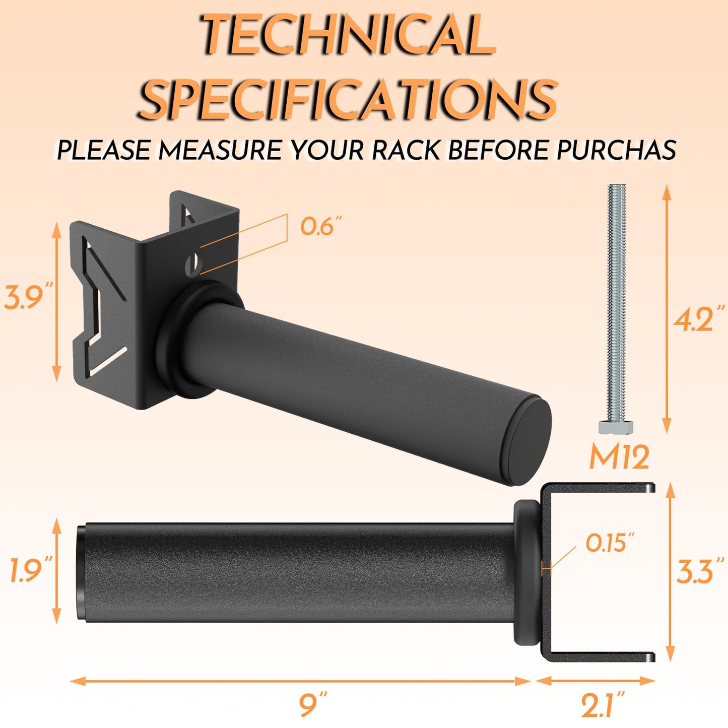 Weight Plate Holder for Power Rack – Choose 2×2 or 3×3 Uprights – Fits 5/8" to 1" Hole Diameter, Heavy-Duty Steel Plate Storage Pegs, Bolt-On Design, Pair（2x2）