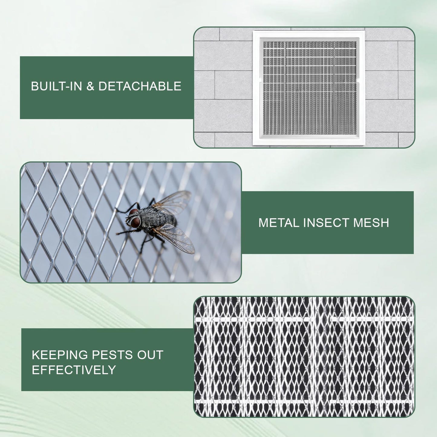 2-Pack 20"x20" Gable Vent - Premium Aluminum，Filter Screen for Removable, Ideal for Gables, Sheds, and Attics - Vent Opening 18"x18" - Boost Ventilation and Guard Against Moisture