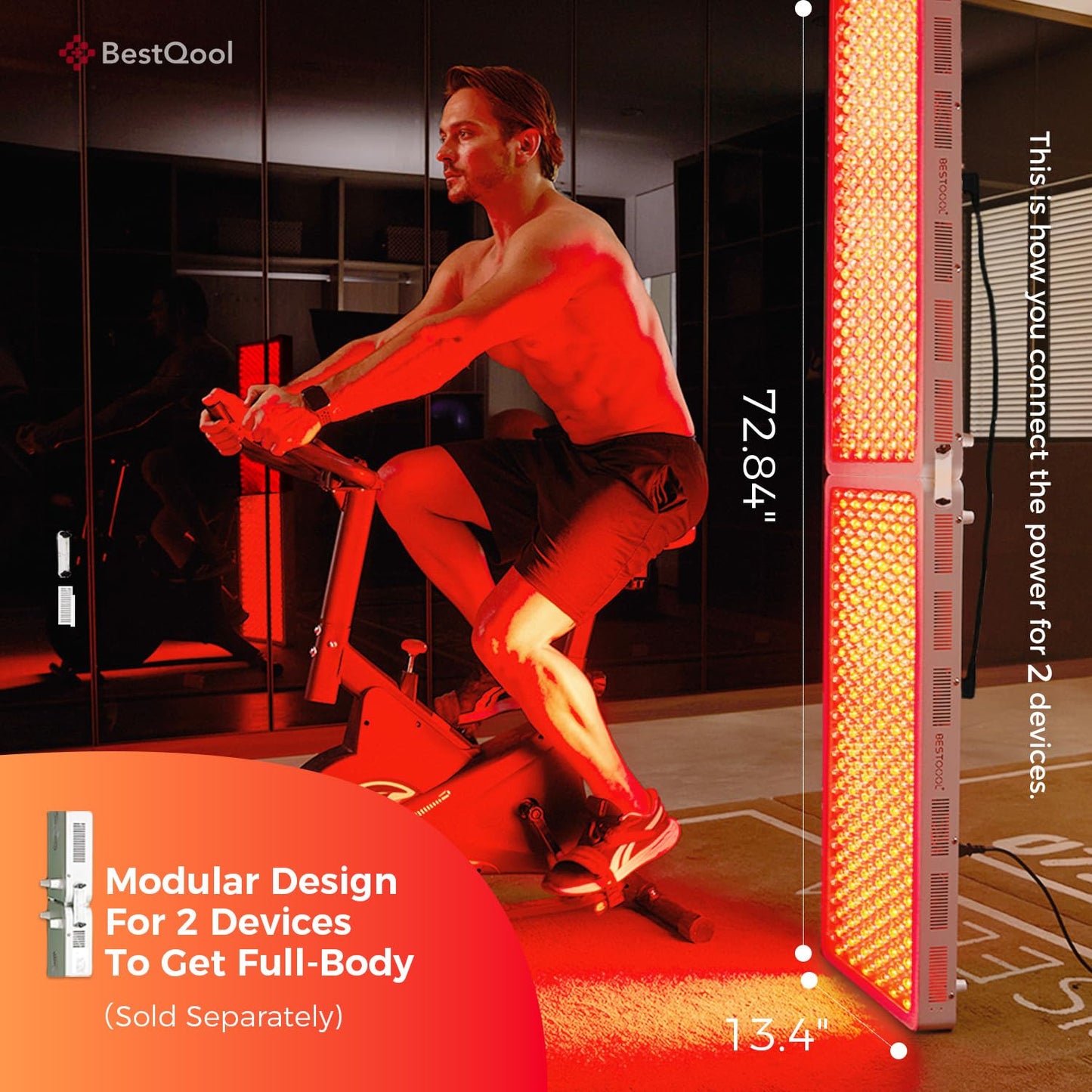 BestQool Red Light Therapy Panel, 4 Wavelengths Full Body Infrared Light Therapy, 300 Elite Grade Dual Chip LEDs, FSA-HSA Red Light Device at Home, Ideal for Body, Face. 500W. Modular Design.