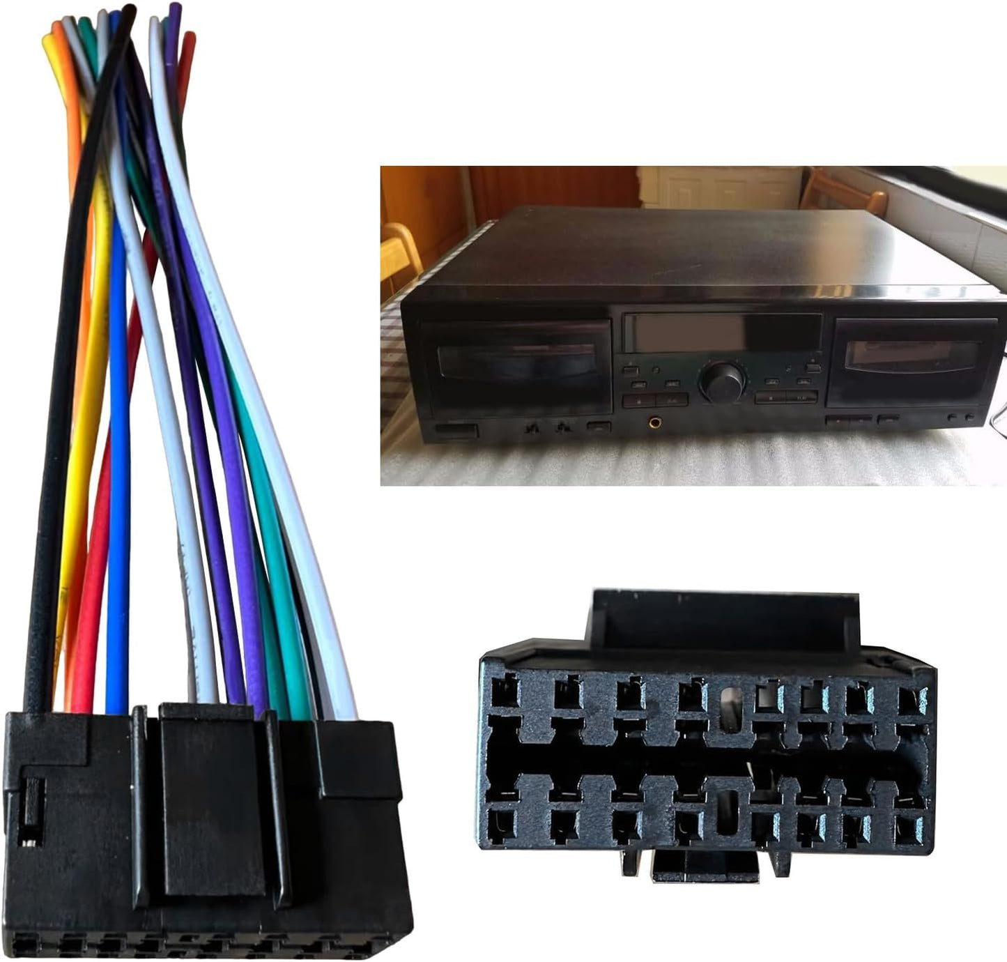 TNNOKL 16 Pin Plugs Car Stereo Radio Music Player Cable Player Adapter Wiring Harness Connector Replacement Essential