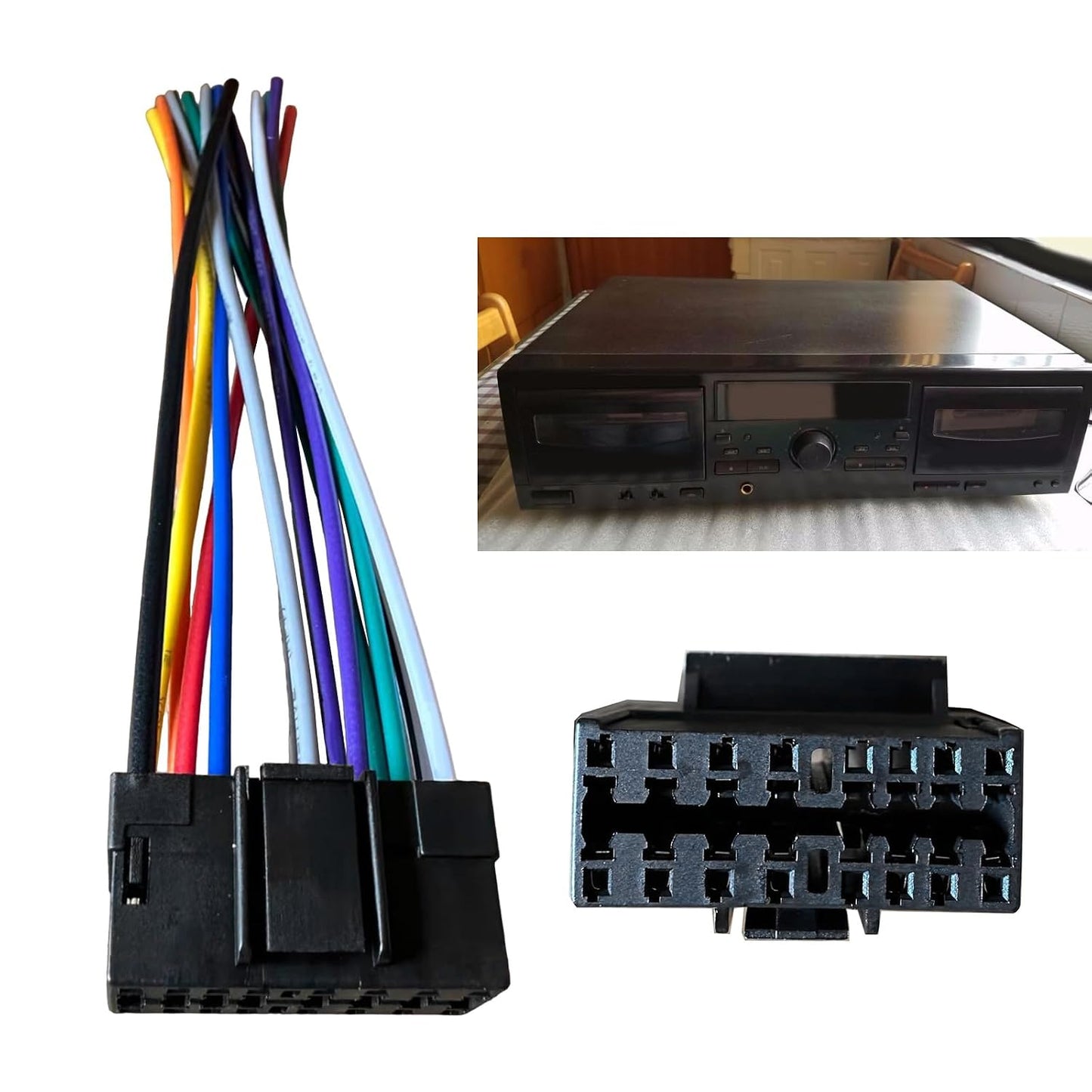 Rooyar 16 Pin Plugs Car Stereo Radio Music Player Cable Player Adapter Wiring Harness Connector Replacement