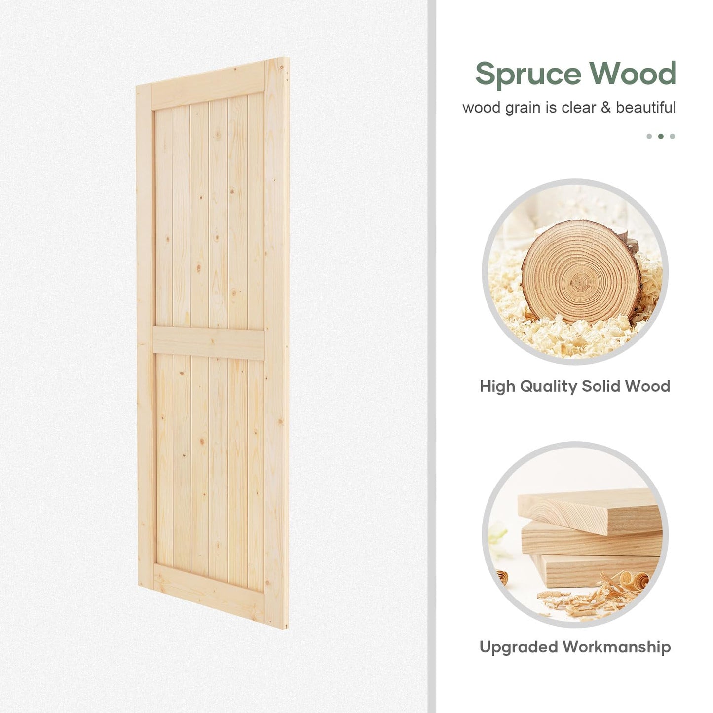 ROYMELO 36x84 inch Sliding Barn Wood Door Slab with 6.6ft Hardware Kit, Requires Simple DIY Assembly