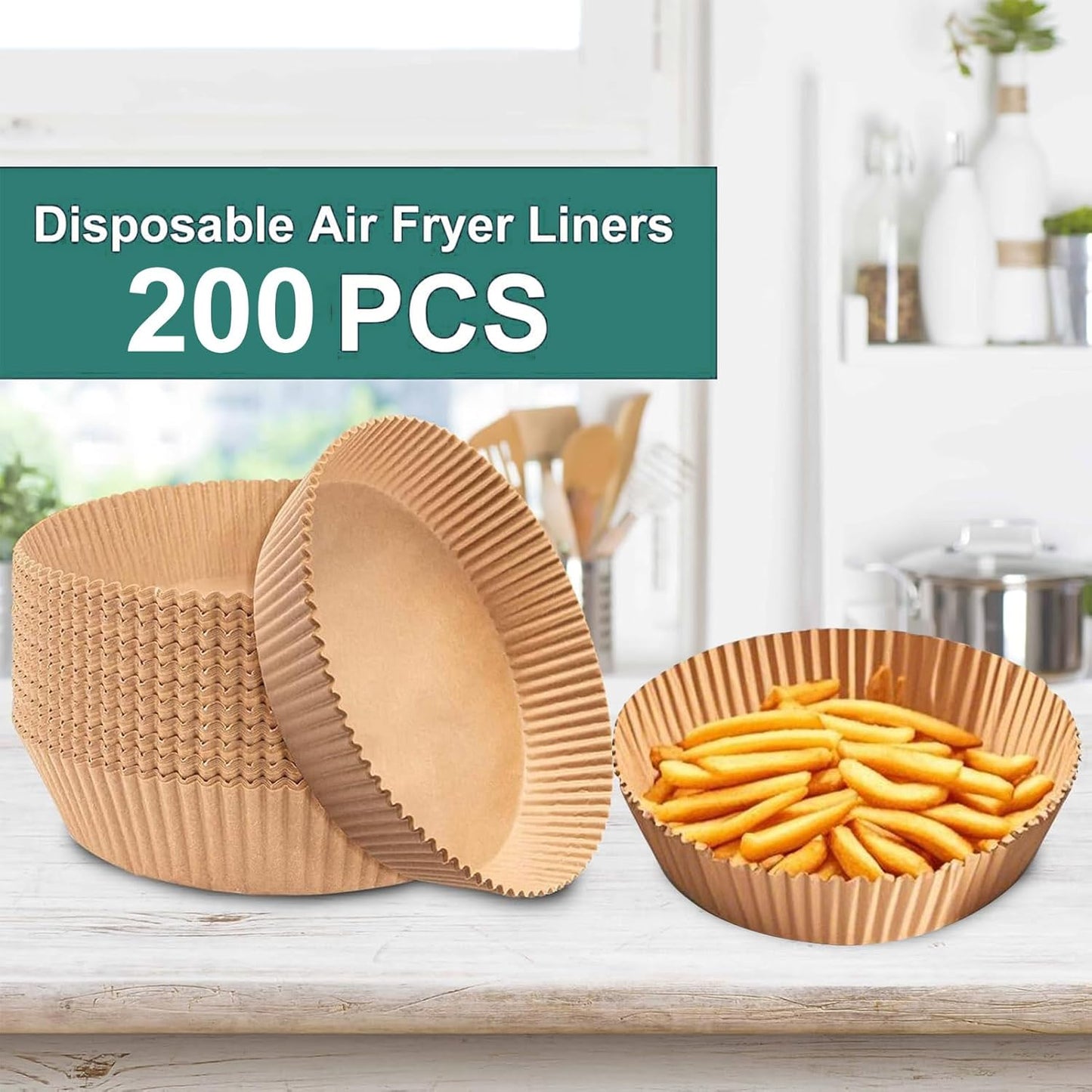 Ninja Foodi Air Fryer Liners - 200 Disposable 8-Inch Round Circle Liners for 4QT & 5QT Models