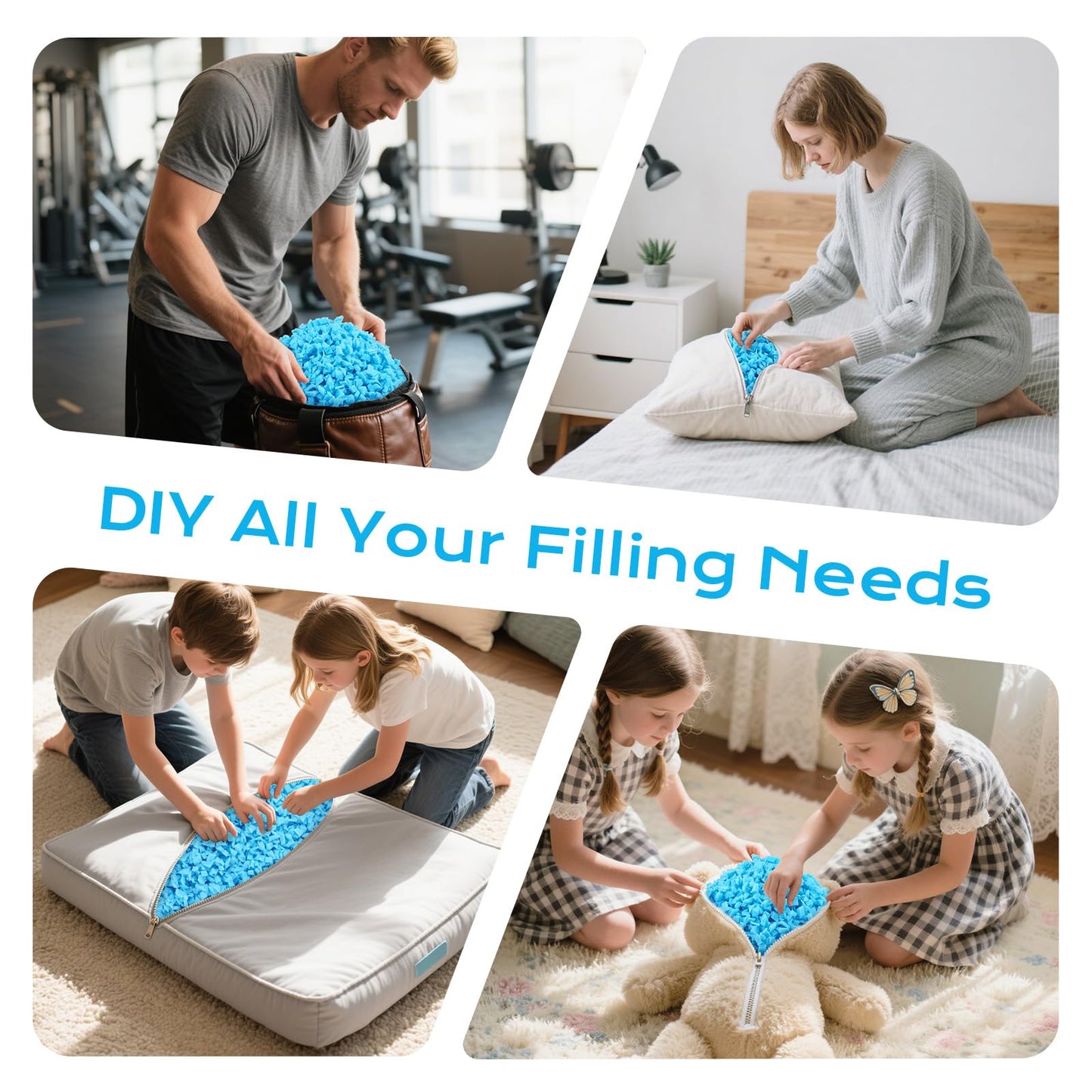 Garifon Bean Bag Filler, 40lbs Shredded Memory Foam Filling, Bean Bag Chair Filling Stuffing, Bean Bag Refill Insert, Punching Bag Filler, Pillow Filler Stuffing for Stuffed Animals/Couch/Dog Bed/Coop