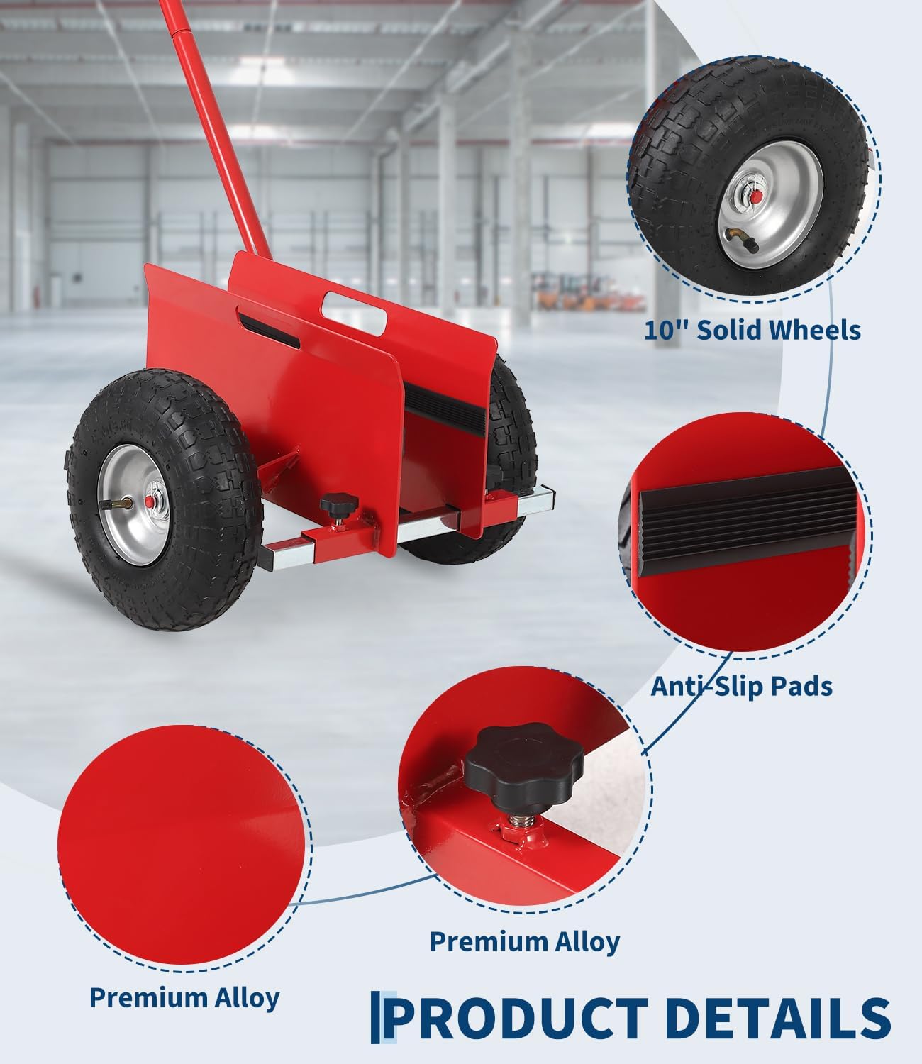 GAOMON Heavy Duty Panel Dolly with Extended Handle – 660 lbs Steel Drywall Hand Cart – 10" Sturdy Rubber Wheels – Ideal for Moving Plywood, Sheetrock, Doors, Furniture – Industrial Panel Mover – 2PC