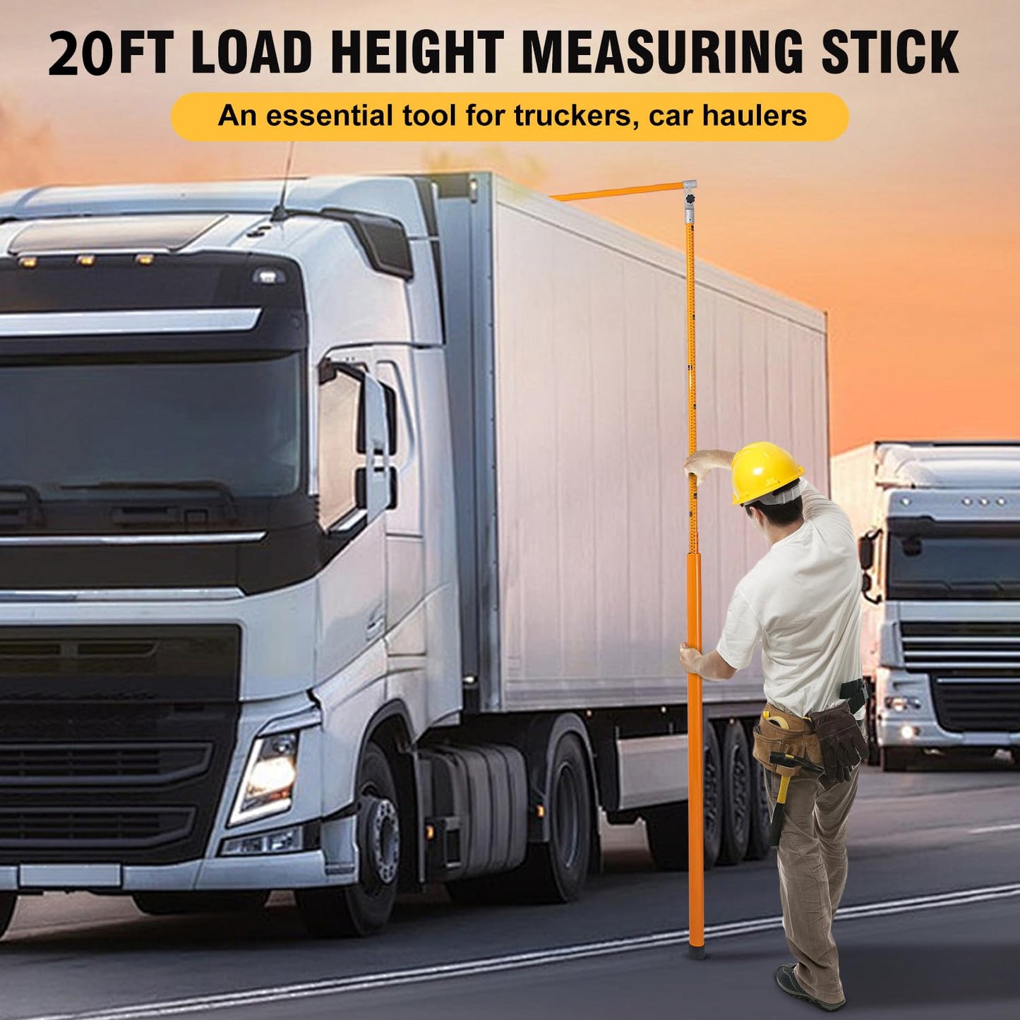 20FT Load Height Measuring Stick with Carrying Bag, Retractable Height Stick for Trucks, Truck Height Measuring Stick with Adjustable Pole, Accurately for Trucks, Car Haulers