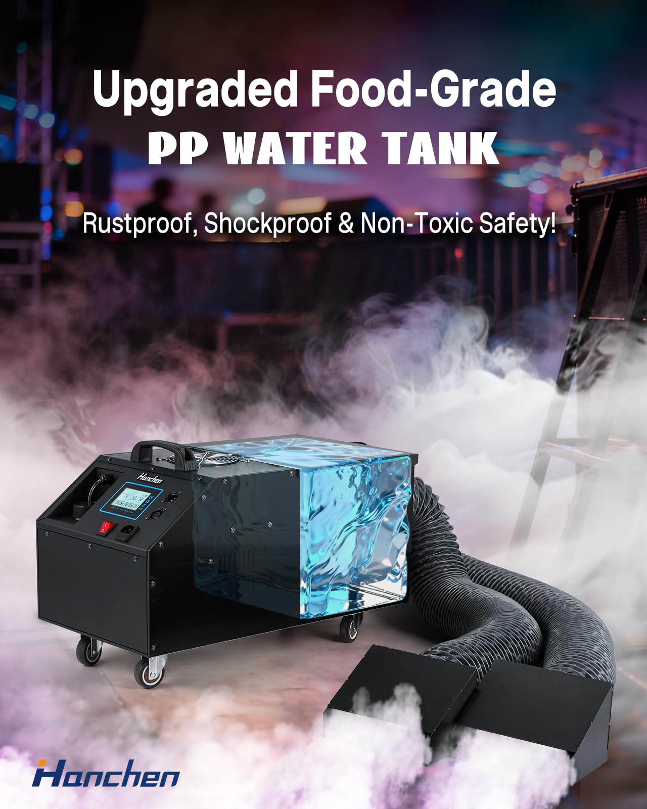 3000W Professional Low Lying Fog Machine with Upgraded Food-Safe PP Tank - Dual Nozzle, LCD Screen, DMX/Remote - Rustproof, Shockproof, Odorless Fog for Stage, Halloween, Events