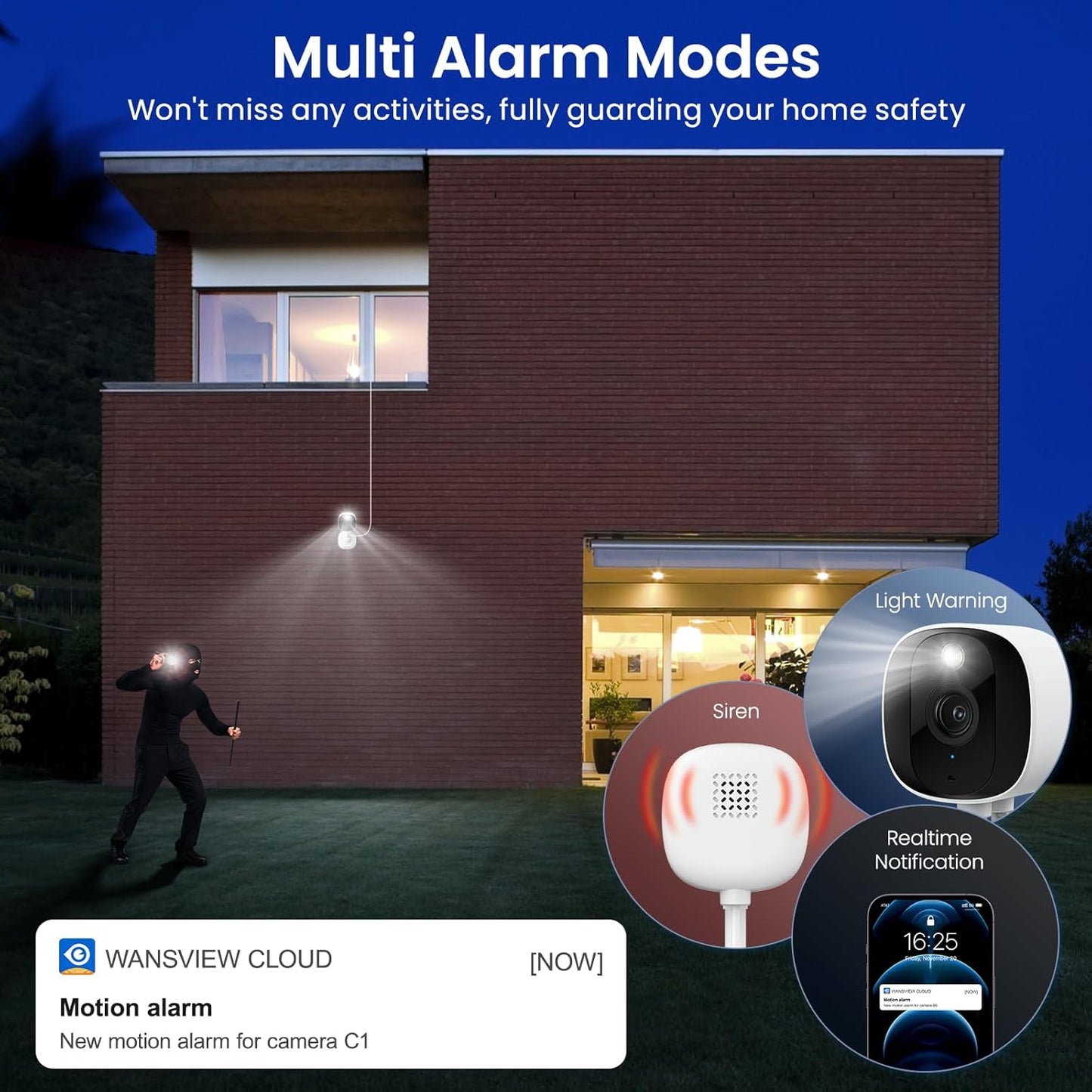 AOQEE 2K 24/7 (C1-White-1pack-2.4G) Cameras for Home Security-Outdoor/Indoor Camera for Dog/Cat/Pet/Nanny/Baby/Elderly