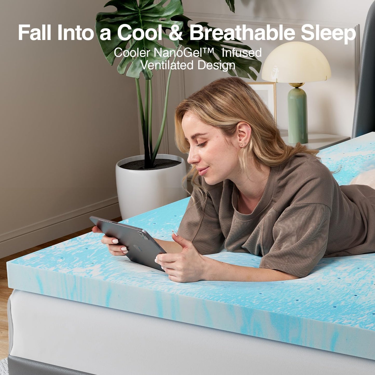 Novilla Queen Memory Foam Mattress Topper - 3 Inch Cooling Gel Infused for Pressure Relief & Comfort