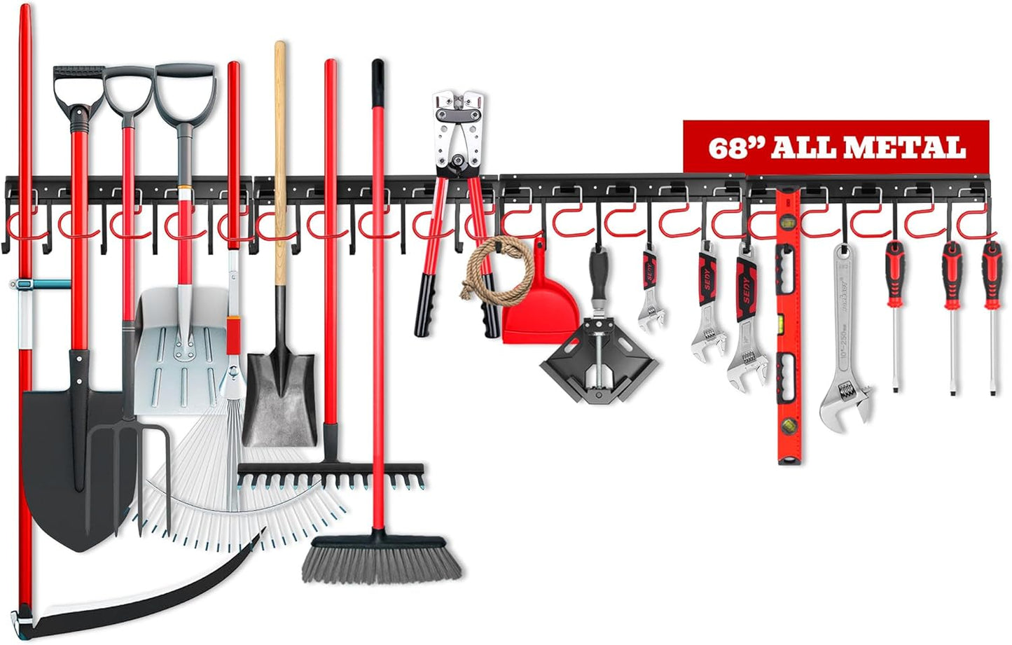SEDY Garden Tool Organizer Hooks - Sturdy All-Metal Wall Mount Storage System for Yard Tools | Shed & Garage Use