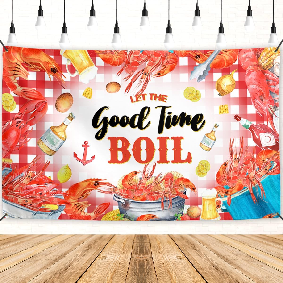 Flaircave Crawfish Banner Lobster Backdrop Sign Crab Seafood Boil Party Decor Shrimp Boil Party Supplies
