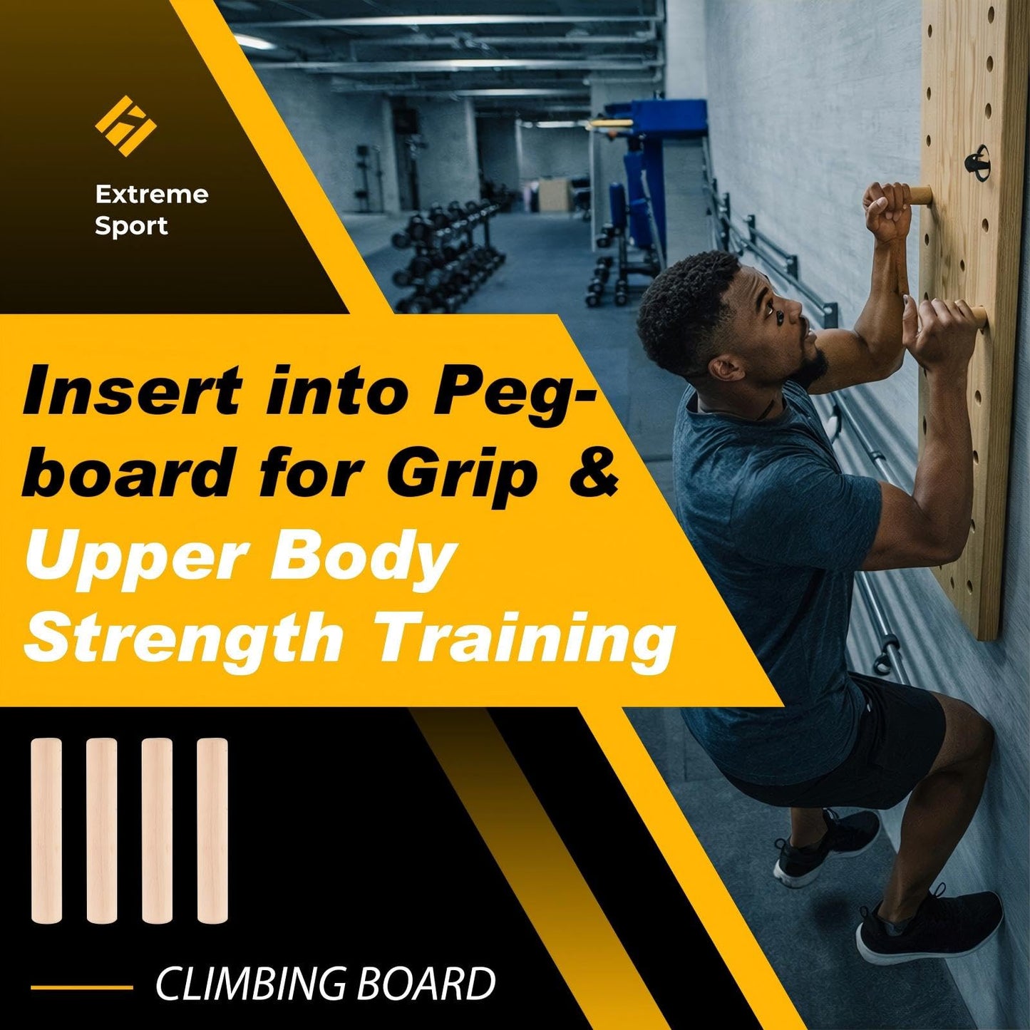 Qunclay 4 Pcs Climbing Hard Wood Pegs for Peg Boards, 6.5" in Length Oak Peg Board Climbing Holds for Body Building, Grip/core Strength and Endurance Training
