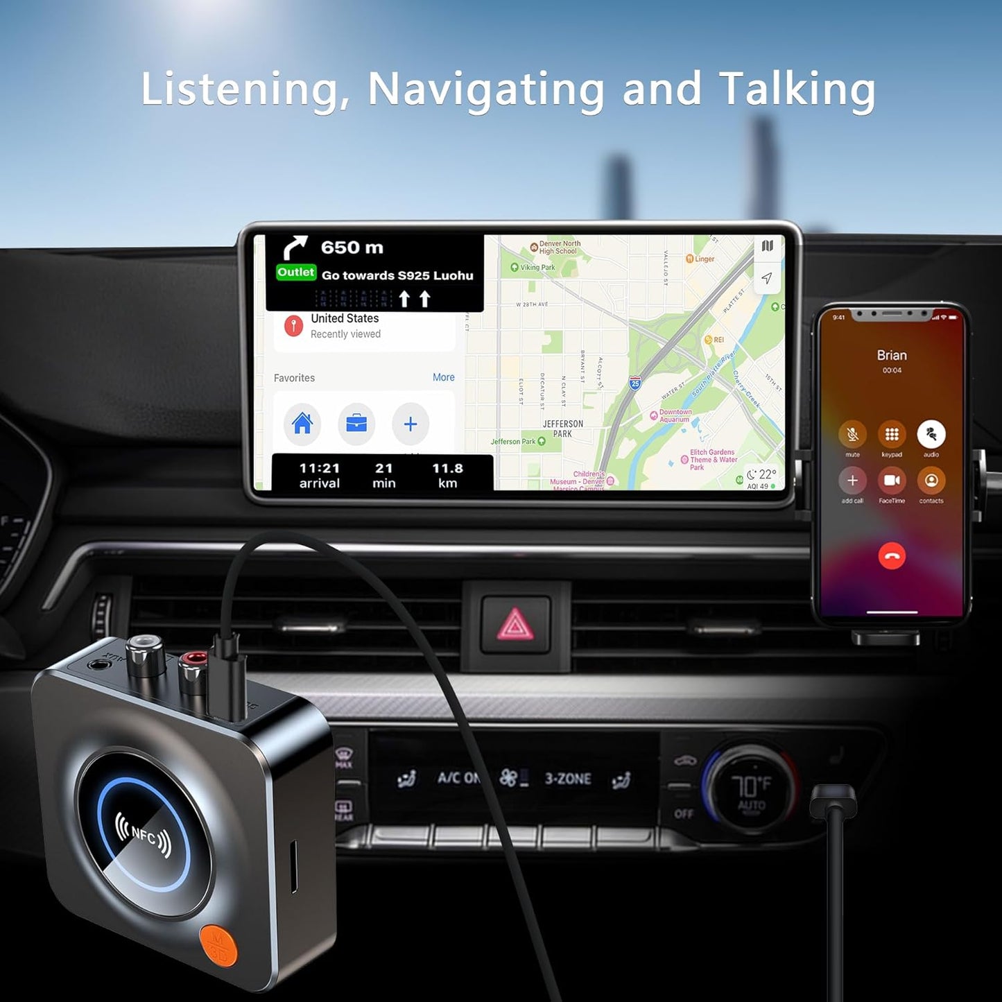 LSLYA Pair,3.5mm Bluetooth Receiver for Home Stereo, NFC Quick AUX/RCA,TF Card Slot,Wireless Bluetooth Audio Adapter
