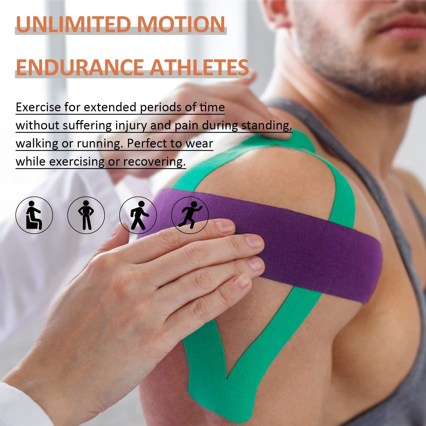 PHYTOP Kinesiology Tape Roll 35M, K Tape Knee Support Uncut Roll, Muscle Tape for Pain Relief, Beige