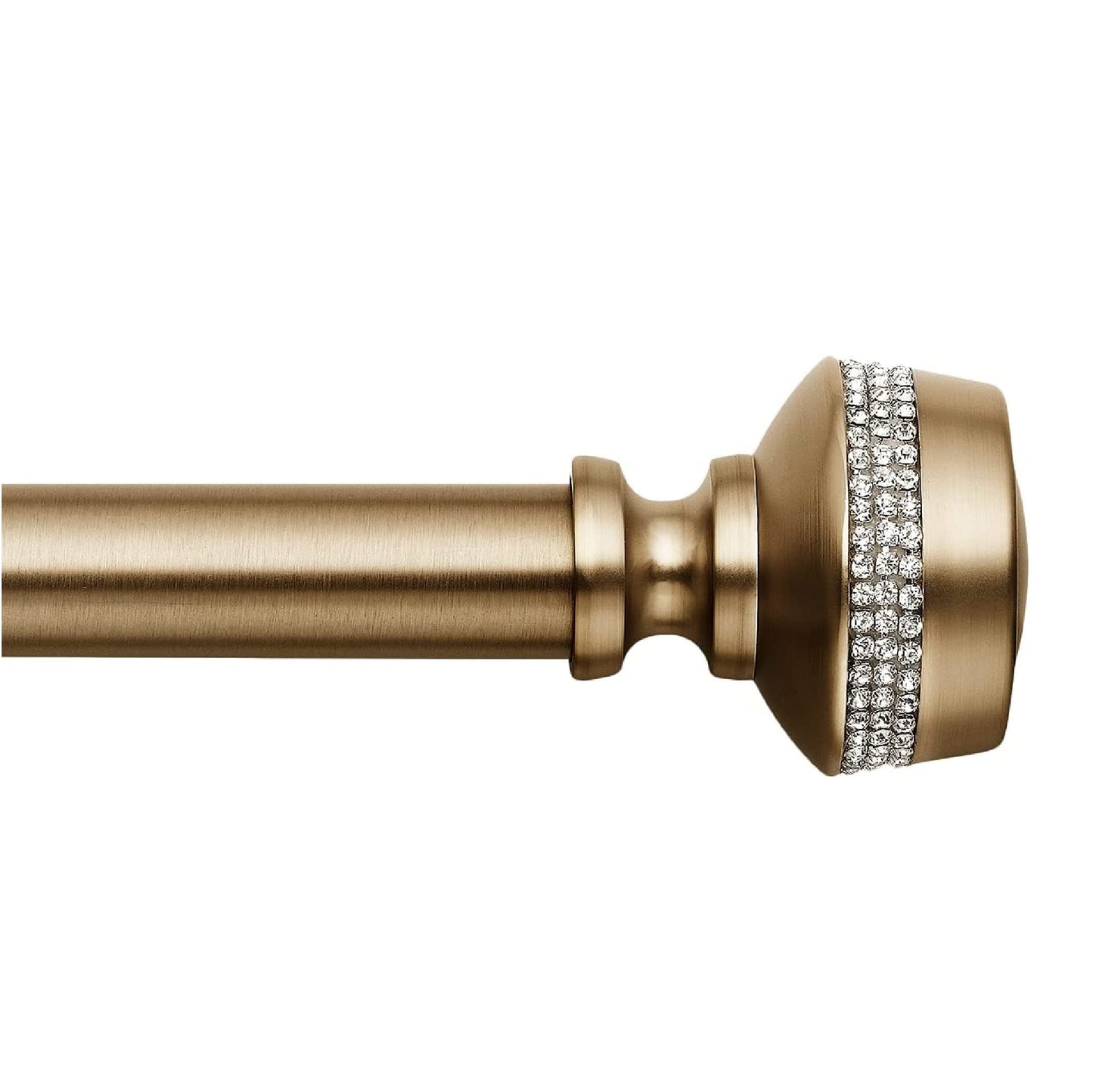 MODE Premium Collection 1 1/8" Diameter Curtain Rod Set with Brilliant Urn Curtain Rod Finials and Steel Wall Mounted Adjustable Curtain Rod, Fits 144” to 240” Windows, Warm Gold