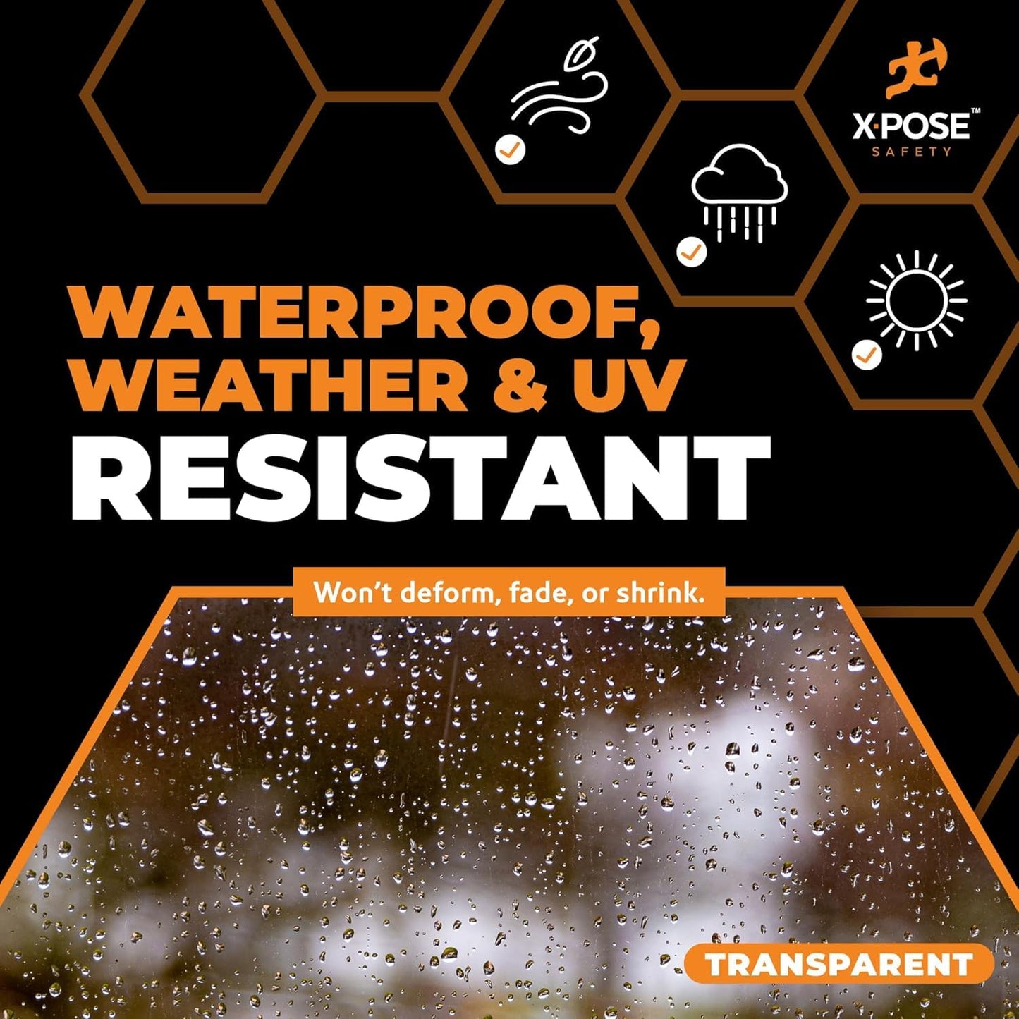 8' x 10' Clear Vinyl Tarp - 30 Mil Super Heavy Duty Transparent Waterproof PVC Tarpaulin with Brass Grommets - for Patio Enclosure, Temporary Wall, Camping, Tent Cover, Canopy - by Xpose Safety