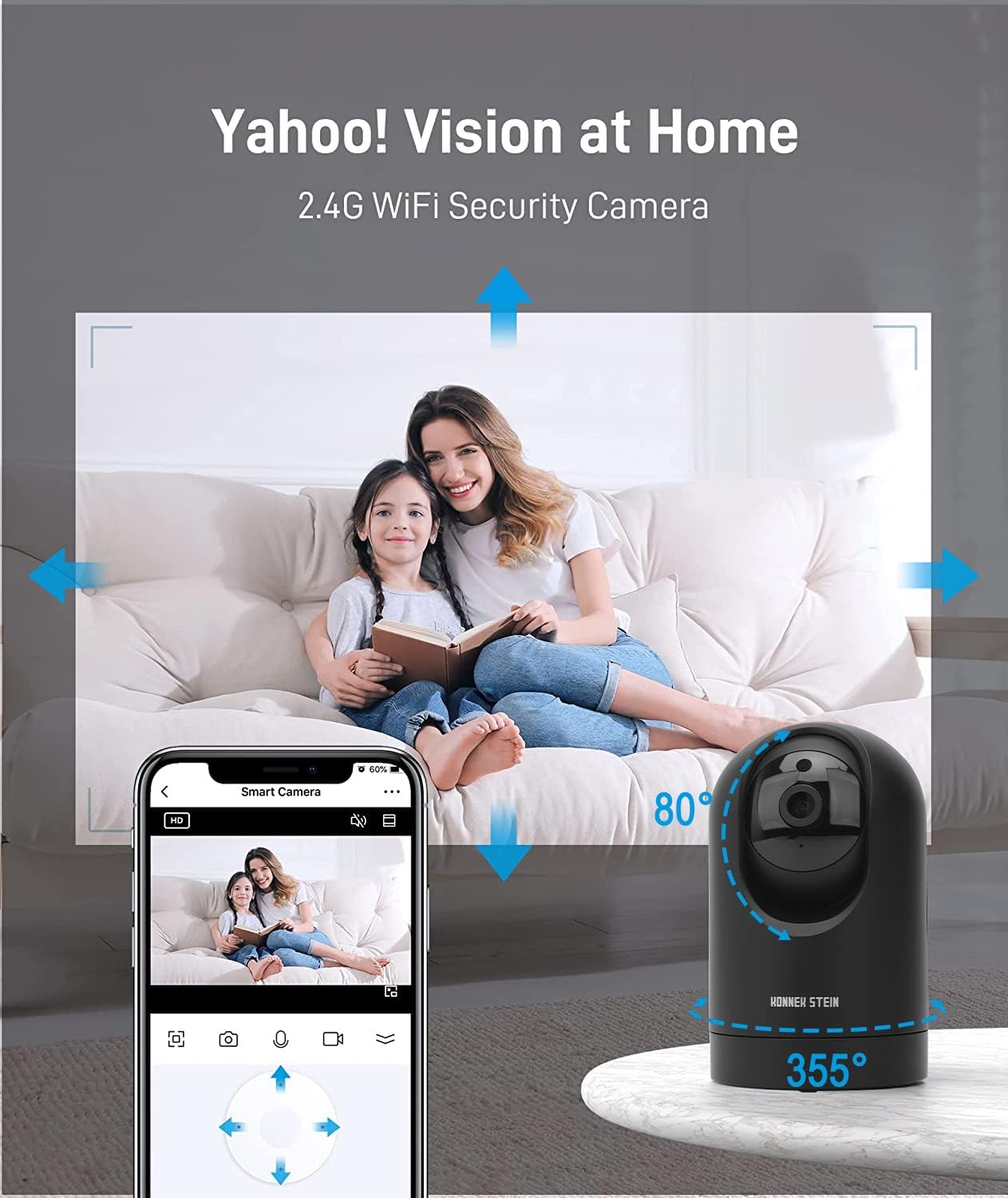 Konnek Stein 1080P (2.4G 360-Degree Security Camera Only), Baby Monitor for Home Security, Smart Home Pet Camera