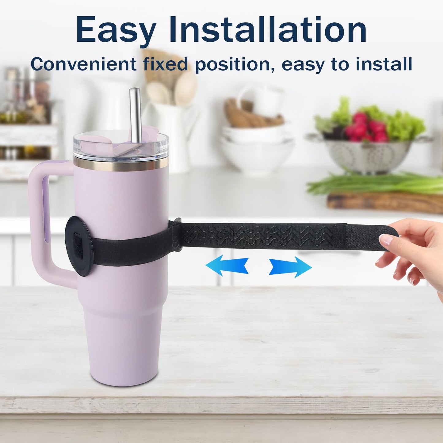 Water Bottle Phone Holder for MagSafe, Magnetic Holder Upgrade Silicone Anti-slip Adjustable Strap for Stanley Cup Gym Accessories, for iPhone & AirPods Owala Simple Modern Water Bottle w/2×Metal Ring