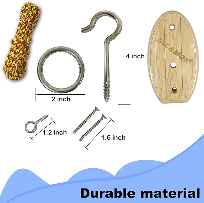 Hook and Ring Toss Game Swing Game DIY Kit -Stainless Steel Ring, Polyester Rope and Hardware