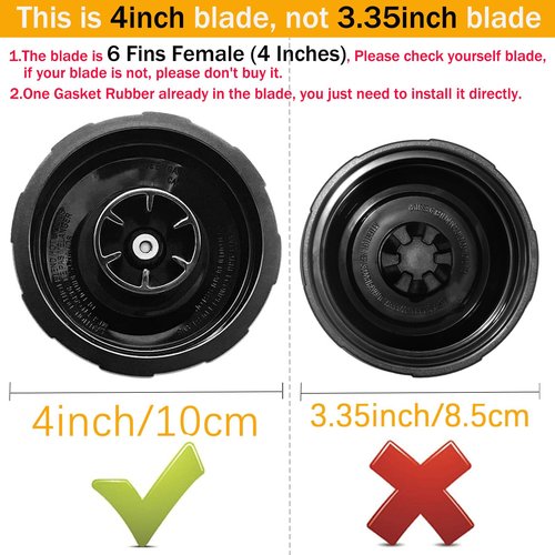 6-Fins Female Ninja Blender Blade Replacement parts Compatible with BL450 BL480 BL480D BL482 BL456, Ninja Blender Replacement Parts Ninja Bottom 6 Fins Female Blade (4 Inch Female Fins ONLY)