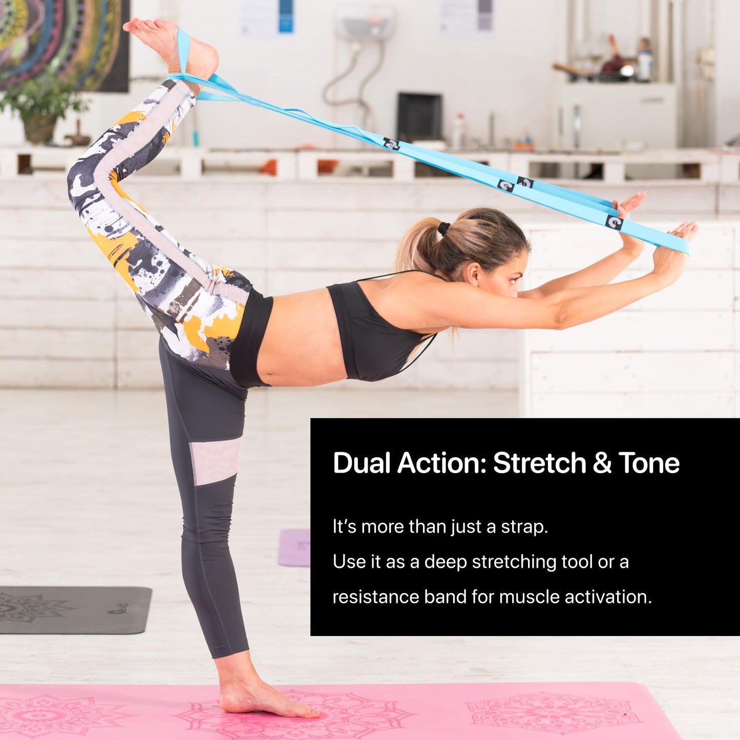 Stretch Out Strap | Hamstring Stretcher | Workout Straps | Stretching Equipment | Yoga Bands for Physical Therapy Strap | Yoga Accessories for Stretching Straps | Hip Stretcher | Exercise belt | Blue