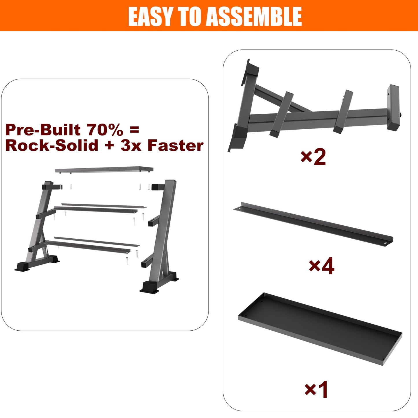 CHICAURA Heavy Duty 3 Tier Dumbbell Rack Stand, 1200LBS Weight Rack for Home Gym, Dumbbell and Kettlebell Storage with Adjustable Width, Stand Only