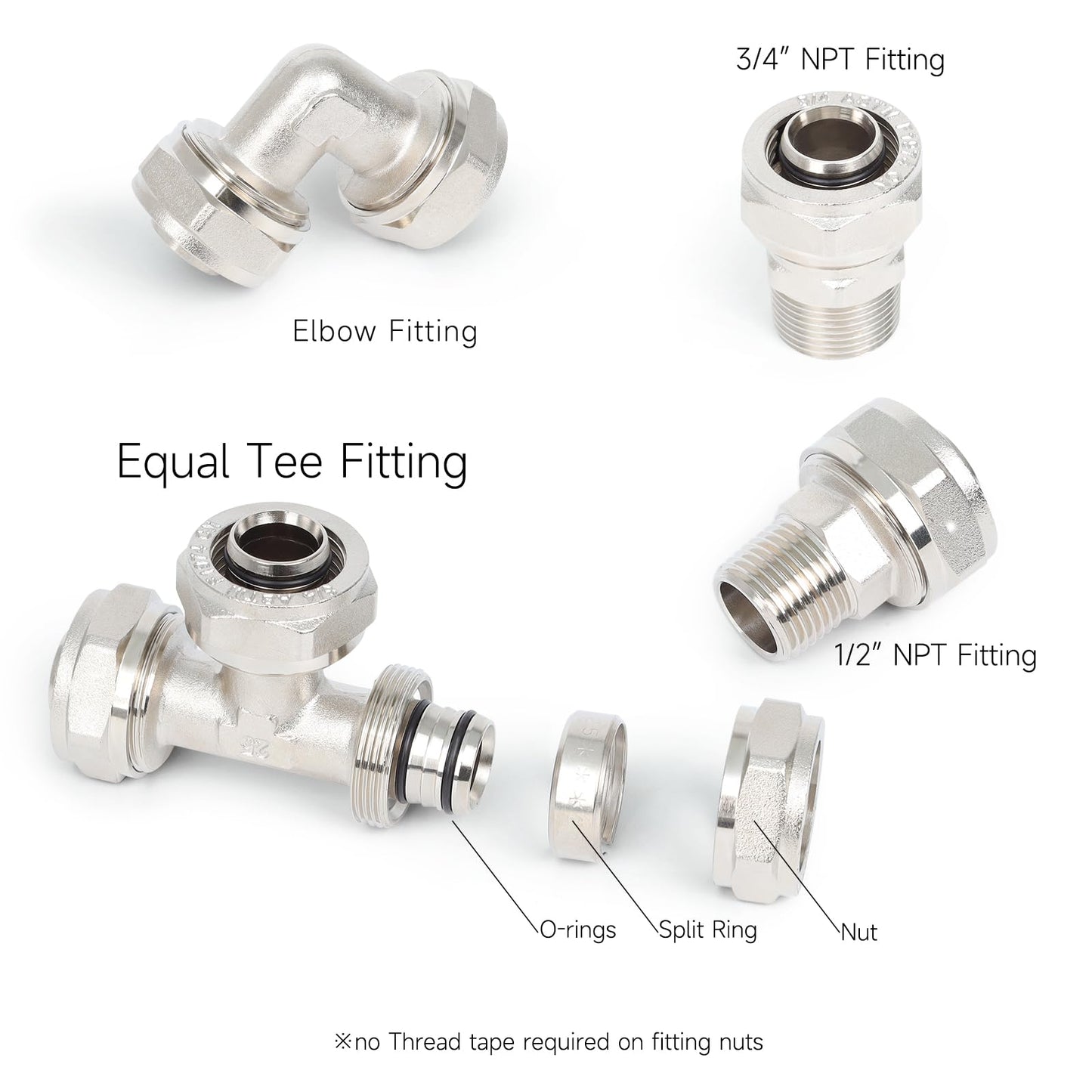 FIDEURSUS Compressed Air Piping System with 3/4 Inch ID x 200 feet HDPE Tubing & Aluminum Outlet Blocks for Garage Connect Air Compressor Line Kit Accessories for Shop | 200 PSI | 53PCS |9120