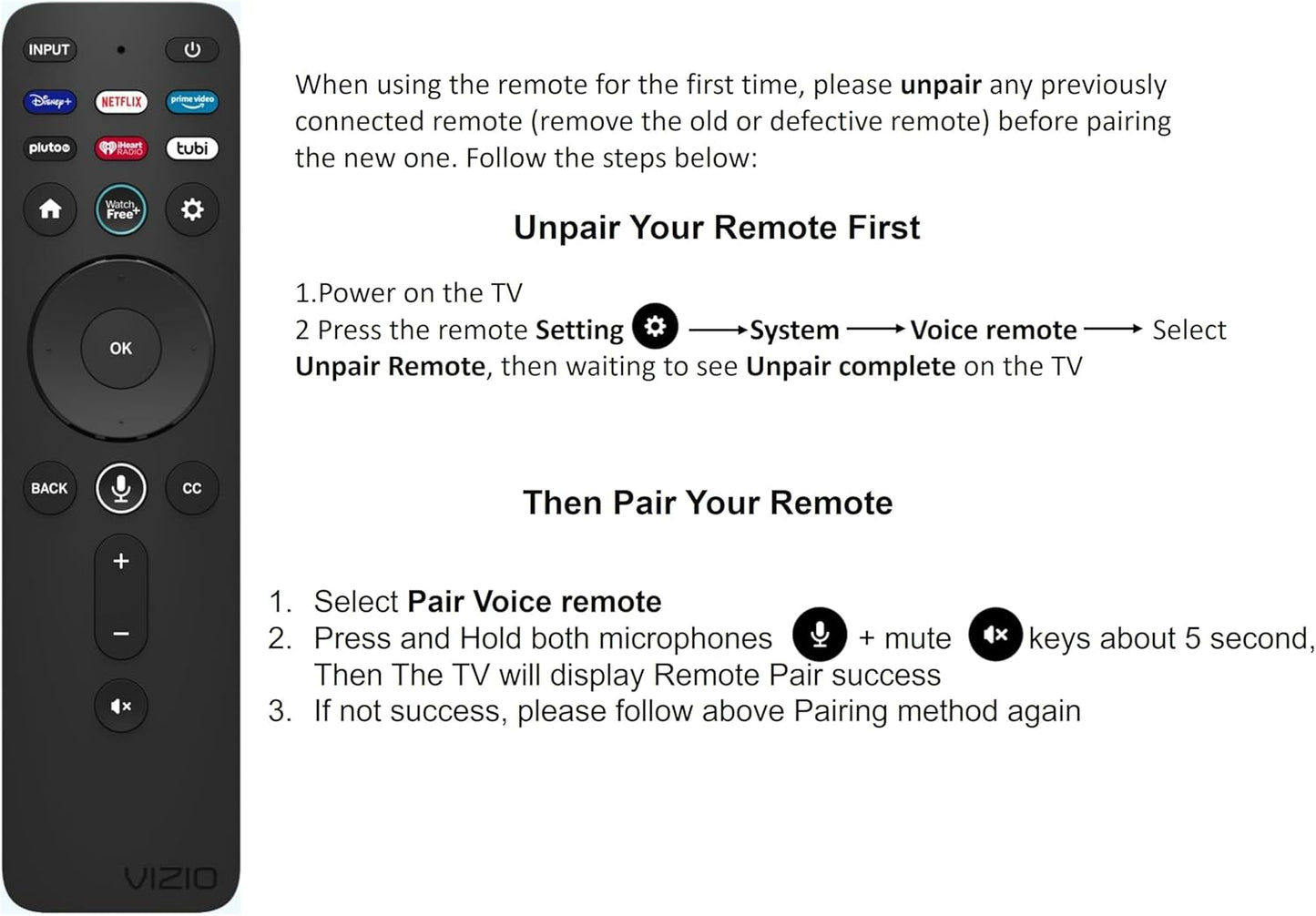 VIZIO XRT260 Voice Remote