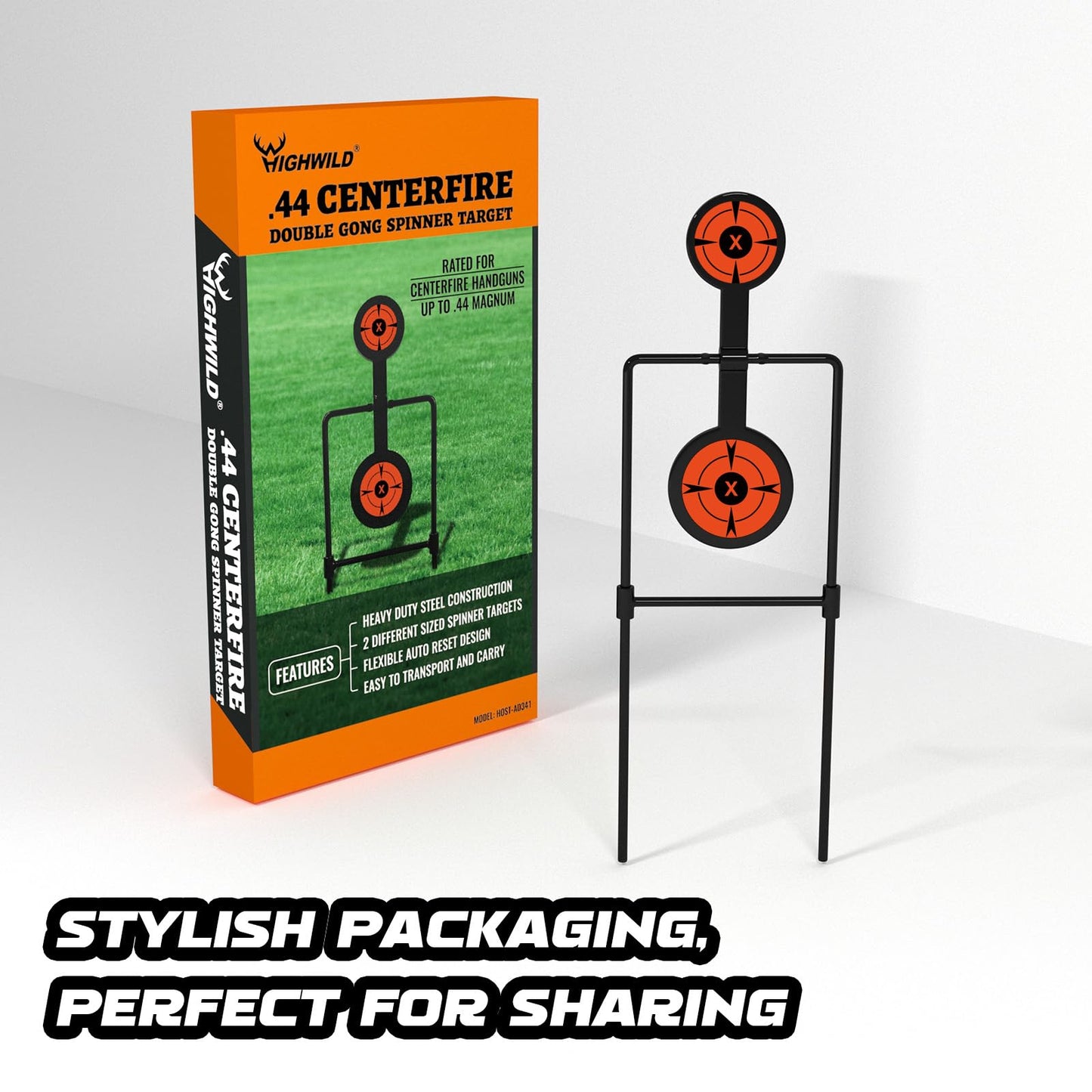 Highwild 3/8 Inch Thick Double Spinner Shooting Targets - Auto Reset Steel Target - for Centerfire Handguns Up to .44 Magnum