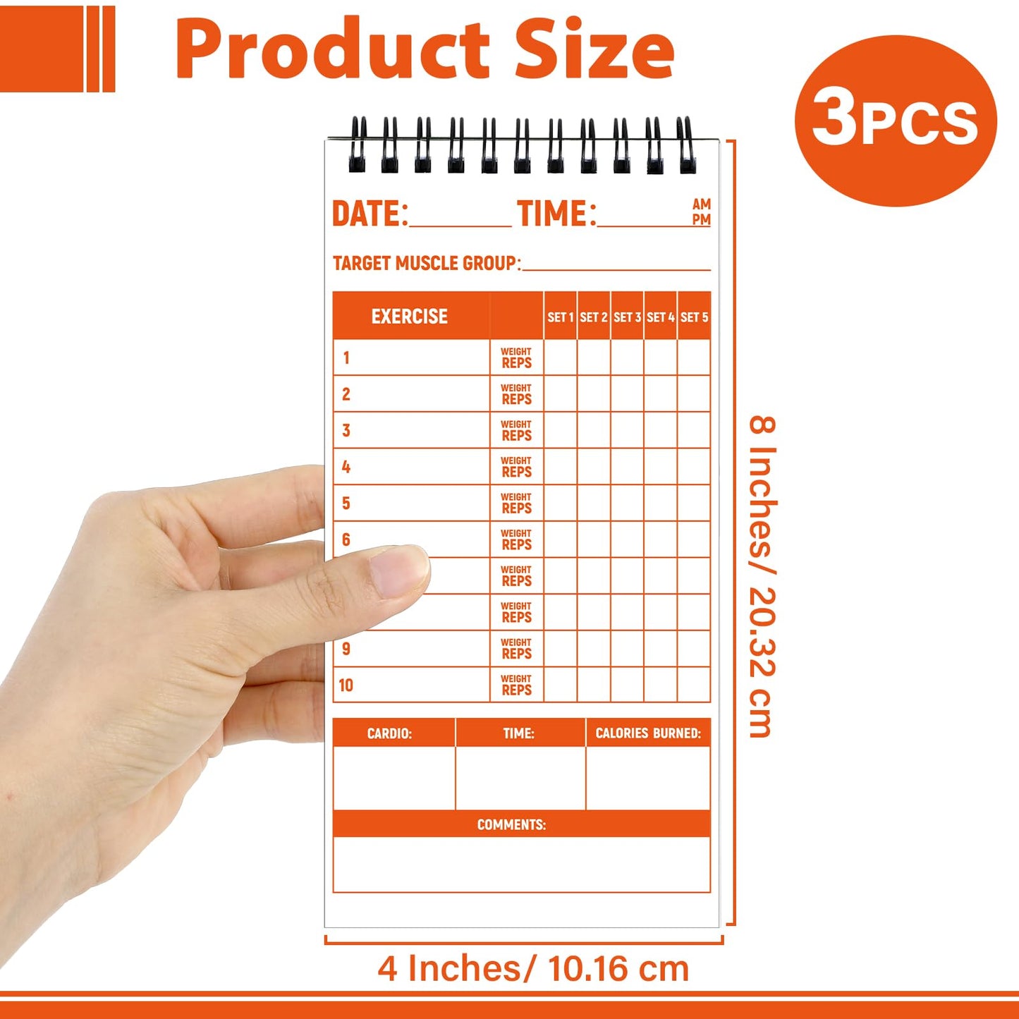 gisgfim 3 Pcs Fitness Journal for Men Women Workout Lifting Log Book Planner 4x8 Inch 70 Sheet/Pad Workout Notebook to Track Weight Loss Exercise Training Notebook Planner for Bodybuilding Gym