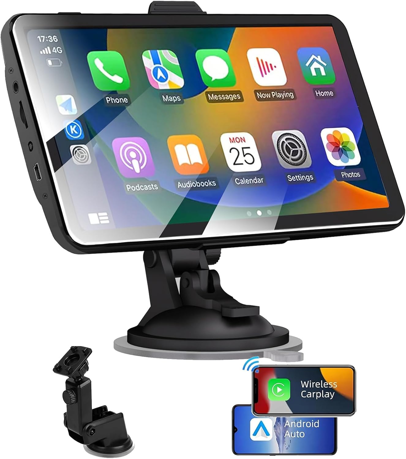 MRSXWPY 7-inch (7Inch) Portable Carplay Screen for Car Compatable with Apple CarPlay and Android Auto,Wireless Car Play