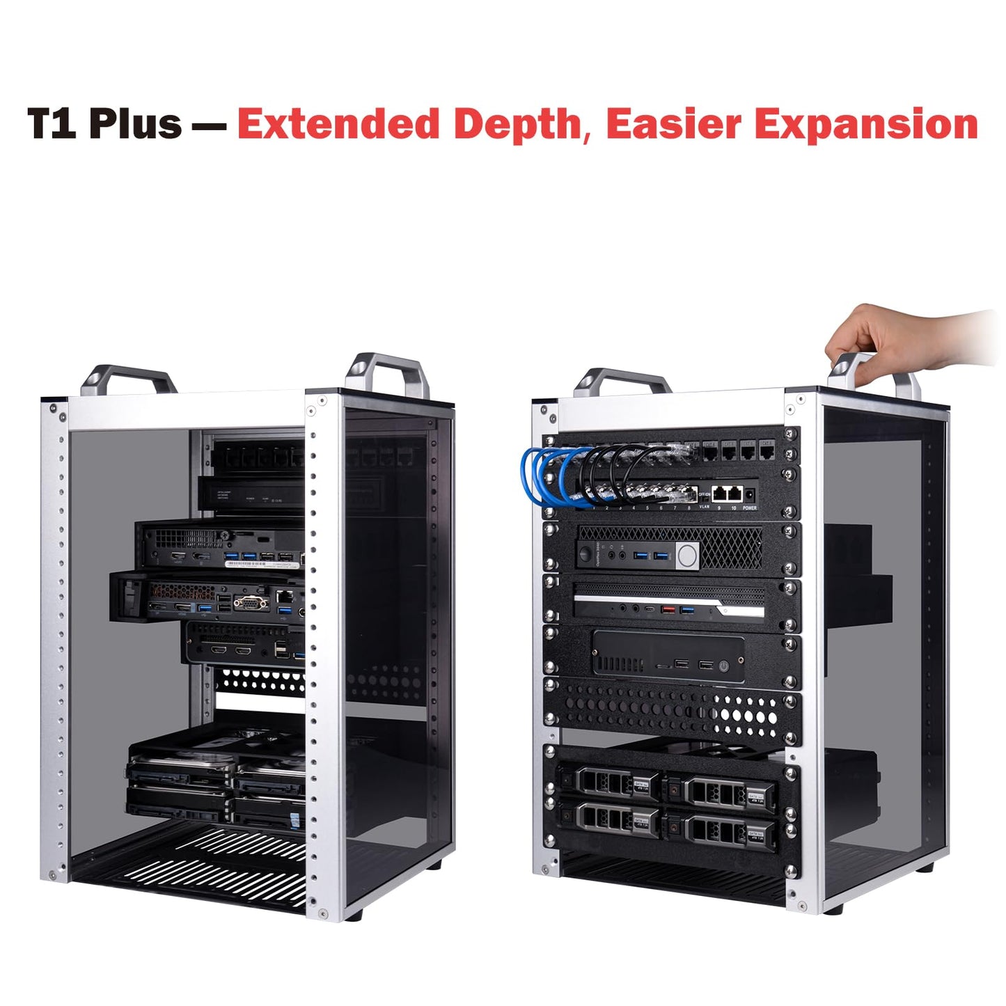 GeeekPi 8U Server Rack Cabinet, DeskPi RackMate T1 Plus,10 inch Network Rack for Servers, Network, A/V Equipment, 10.23inch/260mm Depth (Silver)