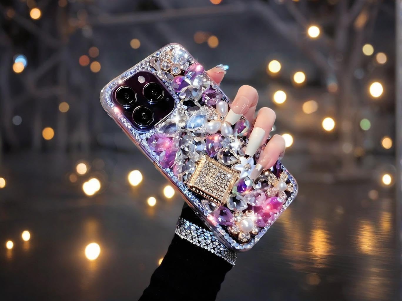 Bonitec 15 Compatible with iPhone Case Cute Bling Glitter Diamond - Luxury Designer Girly Aesthetic Rhinestone Cover
