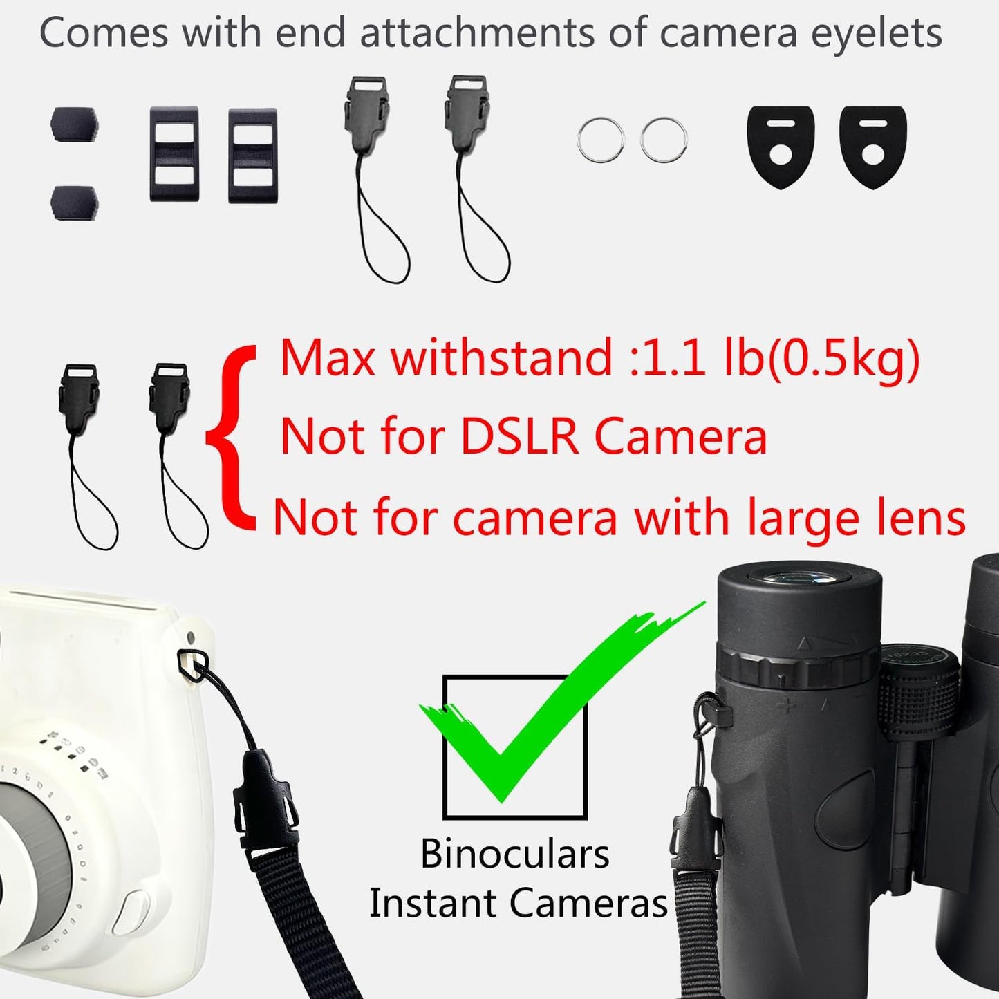 YMTHamaz3 Photographers,Washable,Black,58 Inch Camera Neck Strap Thin,Binocular Strap with Neoprene Padding,Camera