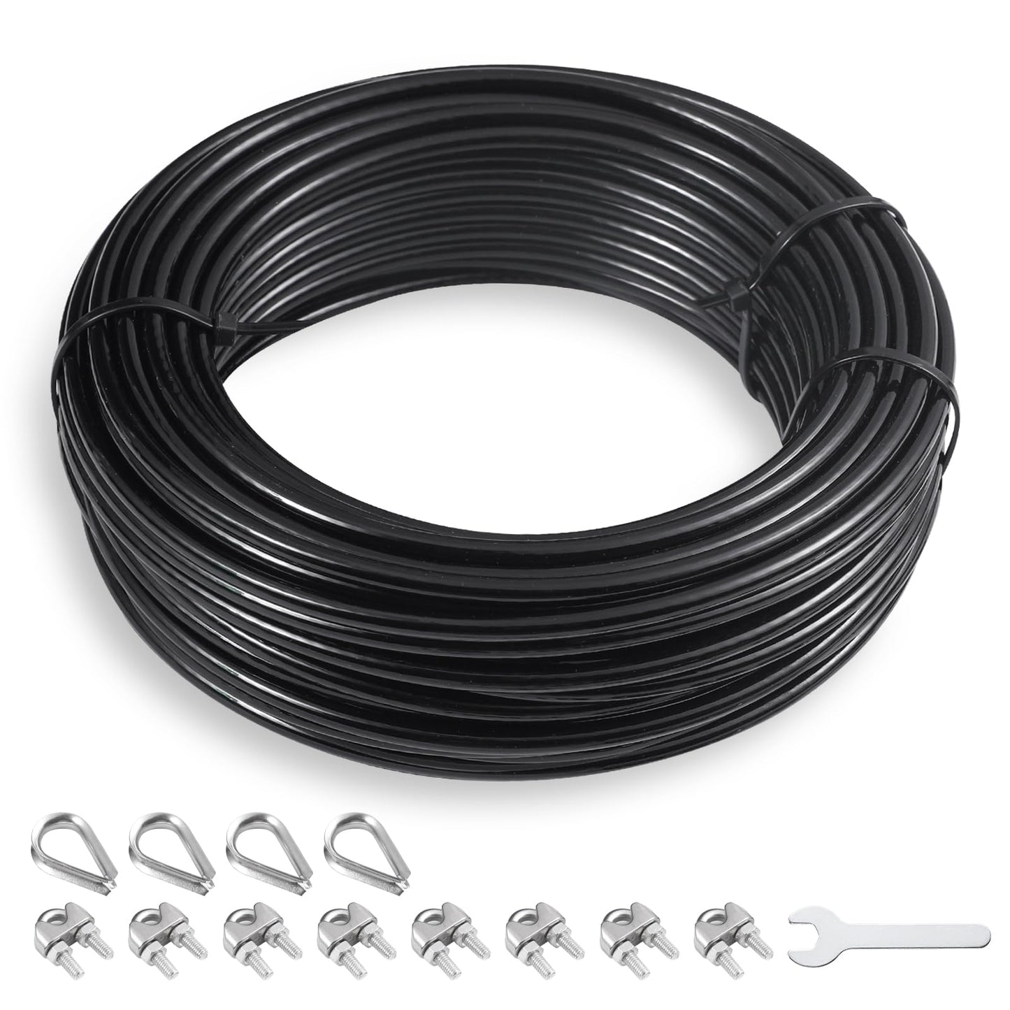 SERTT Replacement Cable for Pulley Cable Machine, Pulley Cable for DIY Home Gym, Wire Rope Length 32.8/65.6/98.4 Ft for Weight Lift Pulley System, Gym Steel Cable, Thick 5mm, TPU Coated