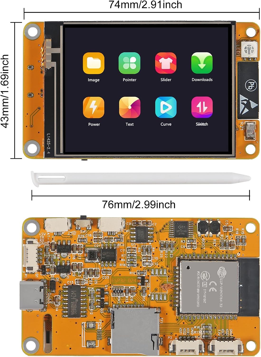 2Pcs ESP32 2.4 Inch ESP-WROOM-32 2.4" 240x320 DORHEA Touchscreen LCD TFT Module with Touch Screen Display Module Smart
