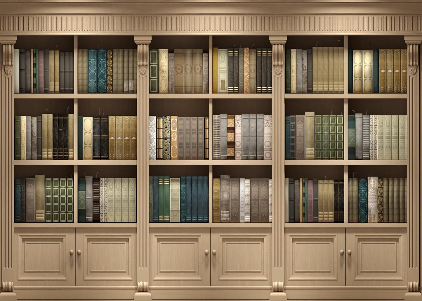 BELECO 8x6ft Fabric Vintage Wooden Bookshelf Backdrop Library Study Living Room Bookcase Books Background for Video