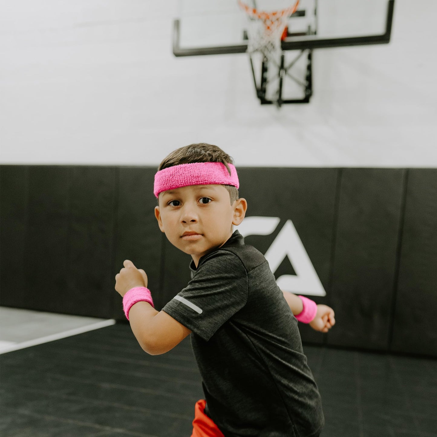 Suddora Sweatbands for Kids, Moisture Wicking 2 Wristbands and 1 Headband Set, Soft and Skin-Friendly Fabric, Moisture-Wicking Athletic Sweat Bands for Basketball, Baseball, Soccer, Pink