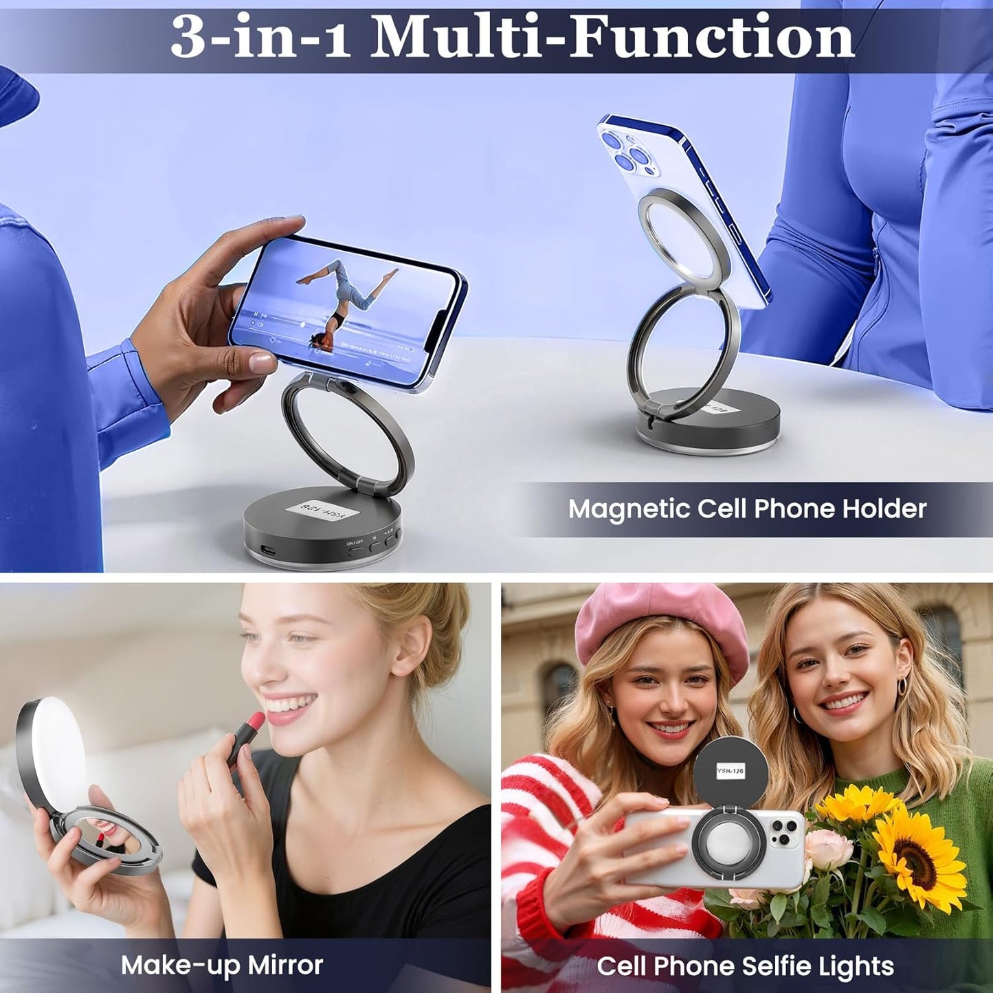 Auriani Magnetic Selfie Light, Metal-Shell Ring Light, Rechargeable,Portable Phone Light for Phone & iPhone,LED Fill
