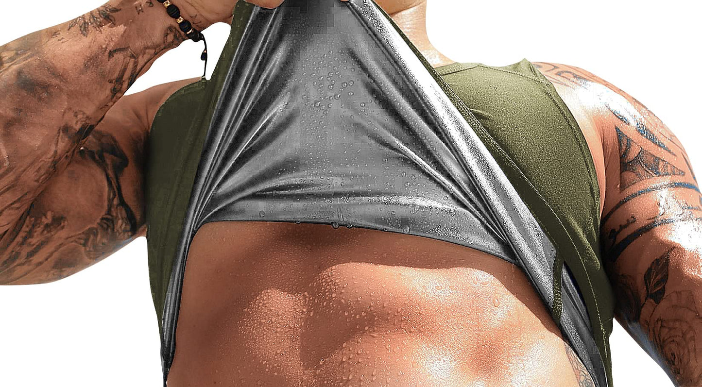 FUXERT Men's Sweat Vest Sweat Tank Top for Waist Trainer Workout Body Shaper Sauna Suit for Gym Exercise(GN L/XL)