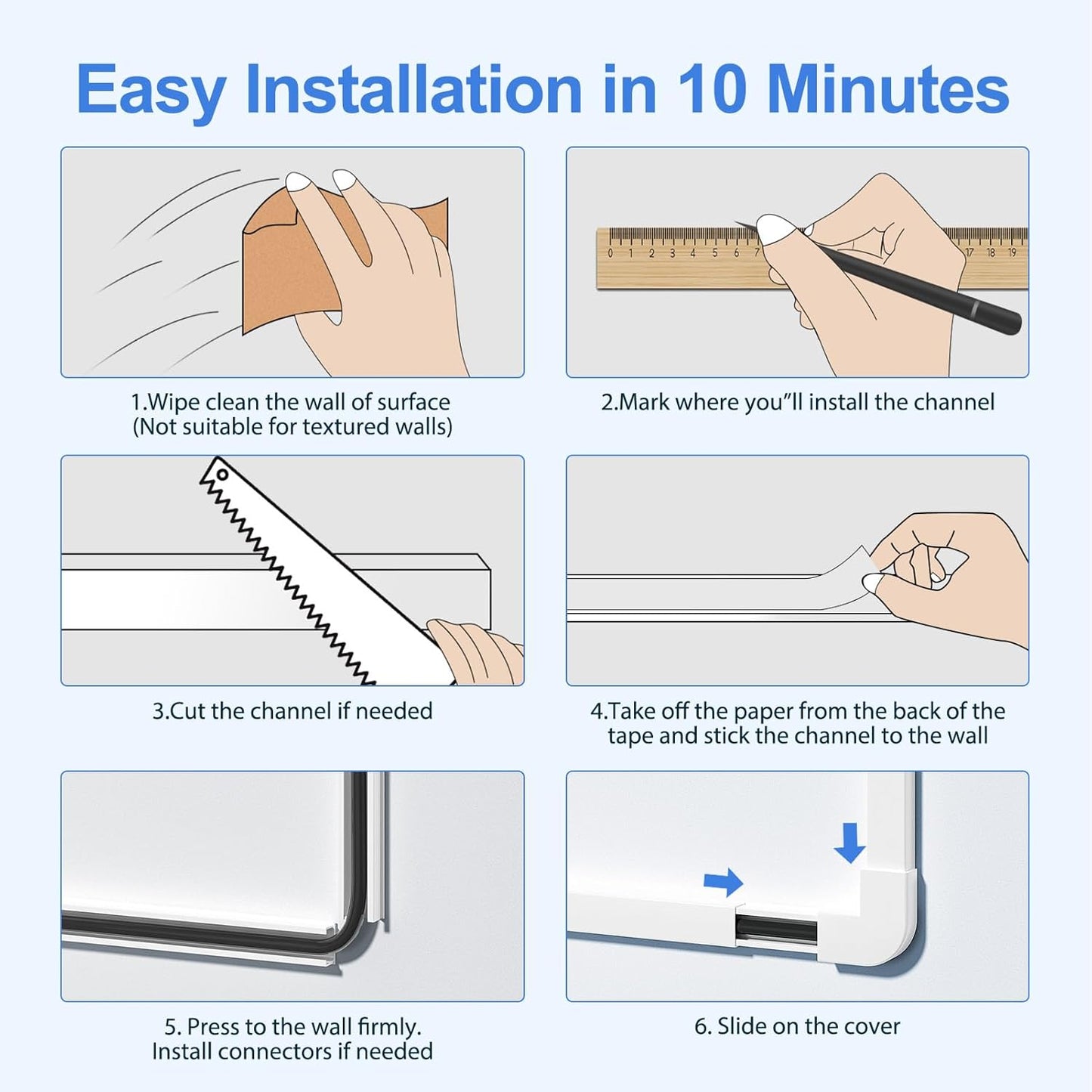 Yecaye 113in 2 W0.59in H0.4in, Cord Hider, One-Cord Cable Concealer, Cord Covers for Wires on Wall, Easy Install Cable
