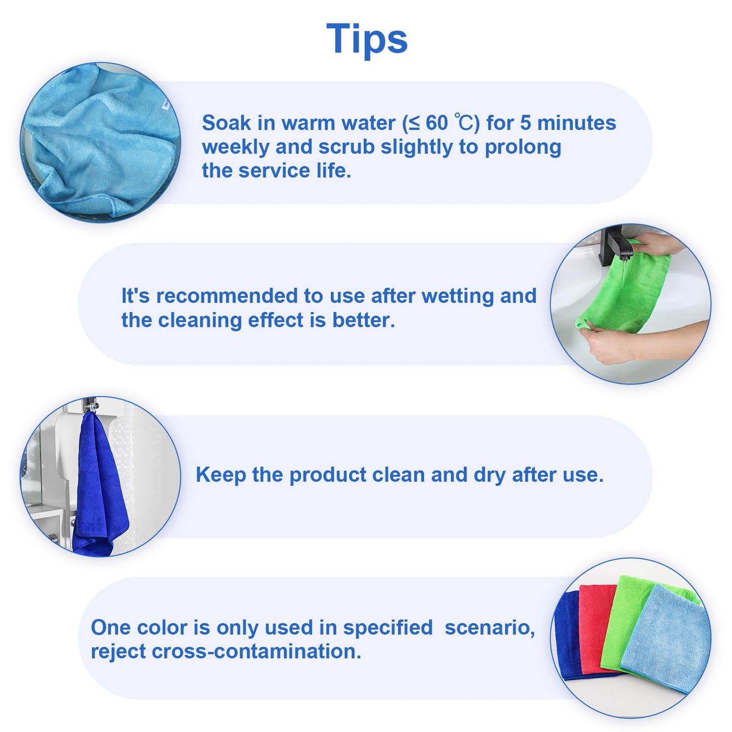 ovwo 12Pcs Premium Microfiber Cleaning Cloth, Highly Absorbent Household Cleaning Supplies - for Kitchen Towels, Dish Cloths, Dust Rag