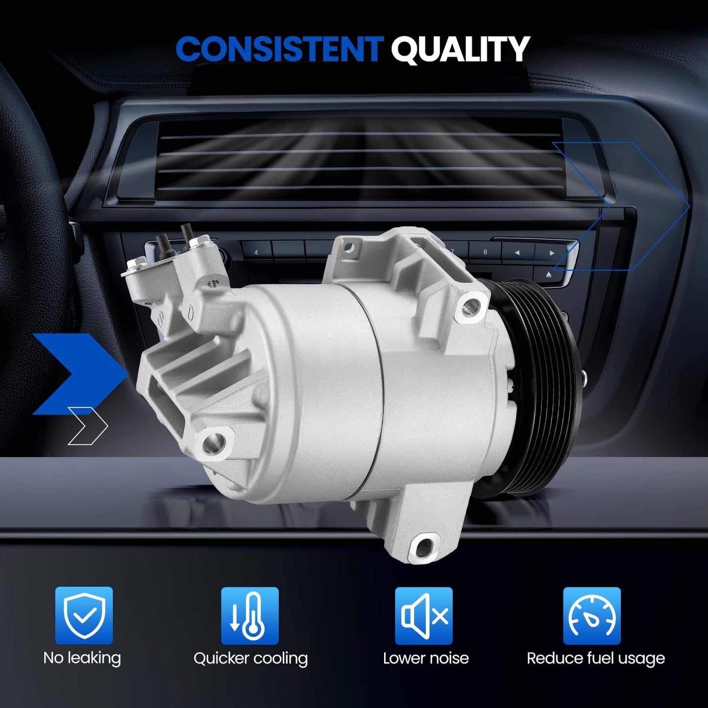 SYKRSS 98465 Air Conditioning A/C Compressor with Clutch Compatible with Chevrolet City Express 2015-2018 2.0L L4, Compatible with Nissan NV200 2013-2020 2.0L L4