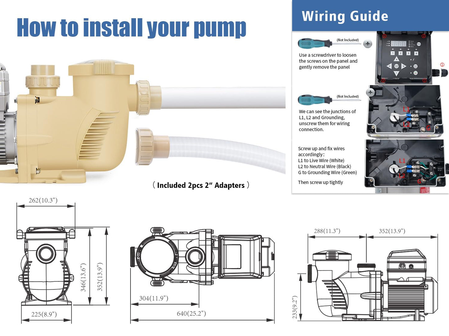 CIPU Variable Speed Pool Pump 3HP High Performance with Intelligent Control Easy operation and Energy Saving for All-Weather Clean Swimming Pools Water Filter System Replacement 230V