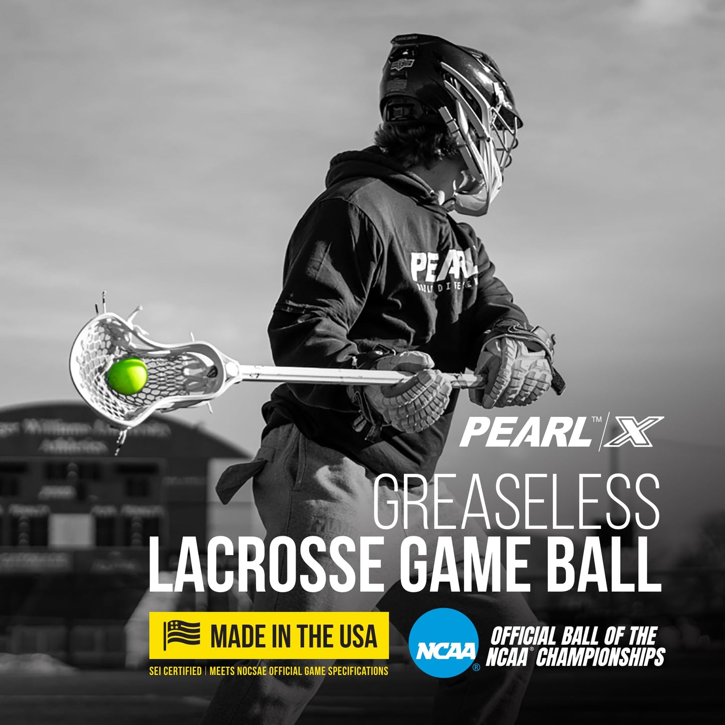 PEARL X Greaseless Lacrosse Balls by Guardian Innovations, 10 Pack, Optic Yellow - Official Ball of the PLL, WLL, NCAA® Lacrosse Championships, and the MCLA