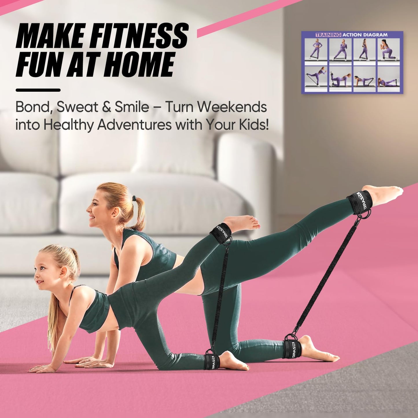 Resistance Bands Set with Ankle Straps, Glutes Workout Equipment, Ankle Bands for Working Out, Butt Exercise Equipment for Women Legs and Glutes - Perfect for Home Workouts and Fitness Training