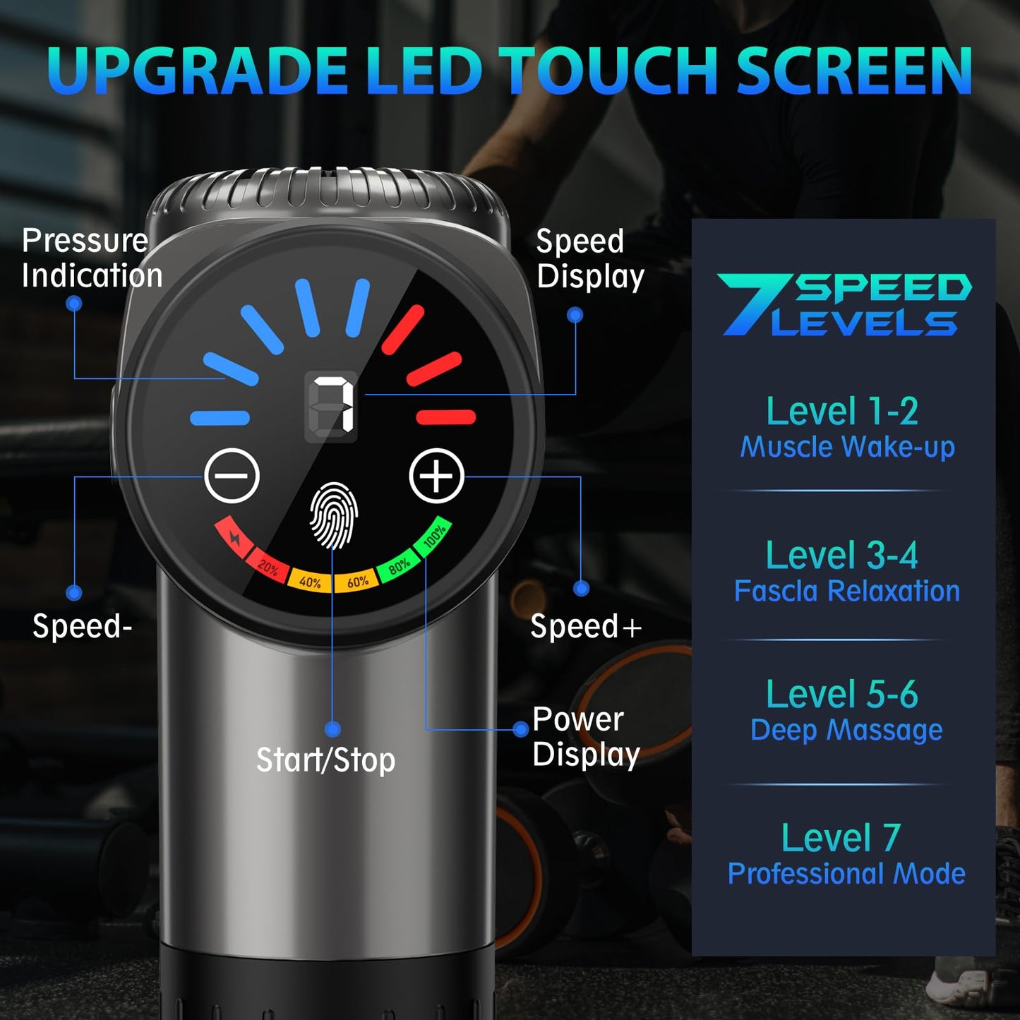 TOLOCO Massage Gun, Deep Tissue Back Massage for Athletes for Pain Relief, Percussion Massager with 10 Massages Heads & Silent Brushless Motor, Mothers Day Gifts, Grey