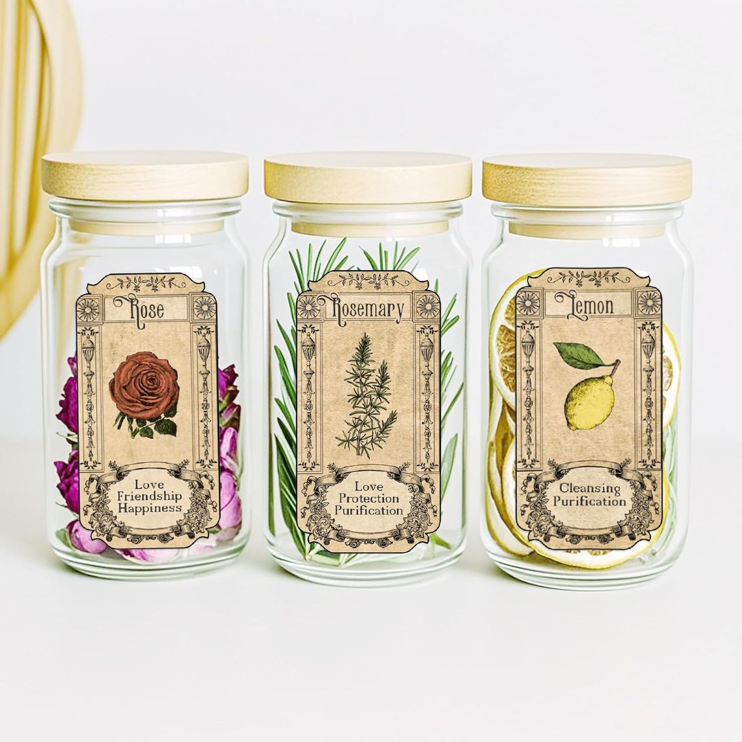 Skiennix 72Pcs Vintage Herb Stickers - Apothecary Spice Labels for Jars & Bottles