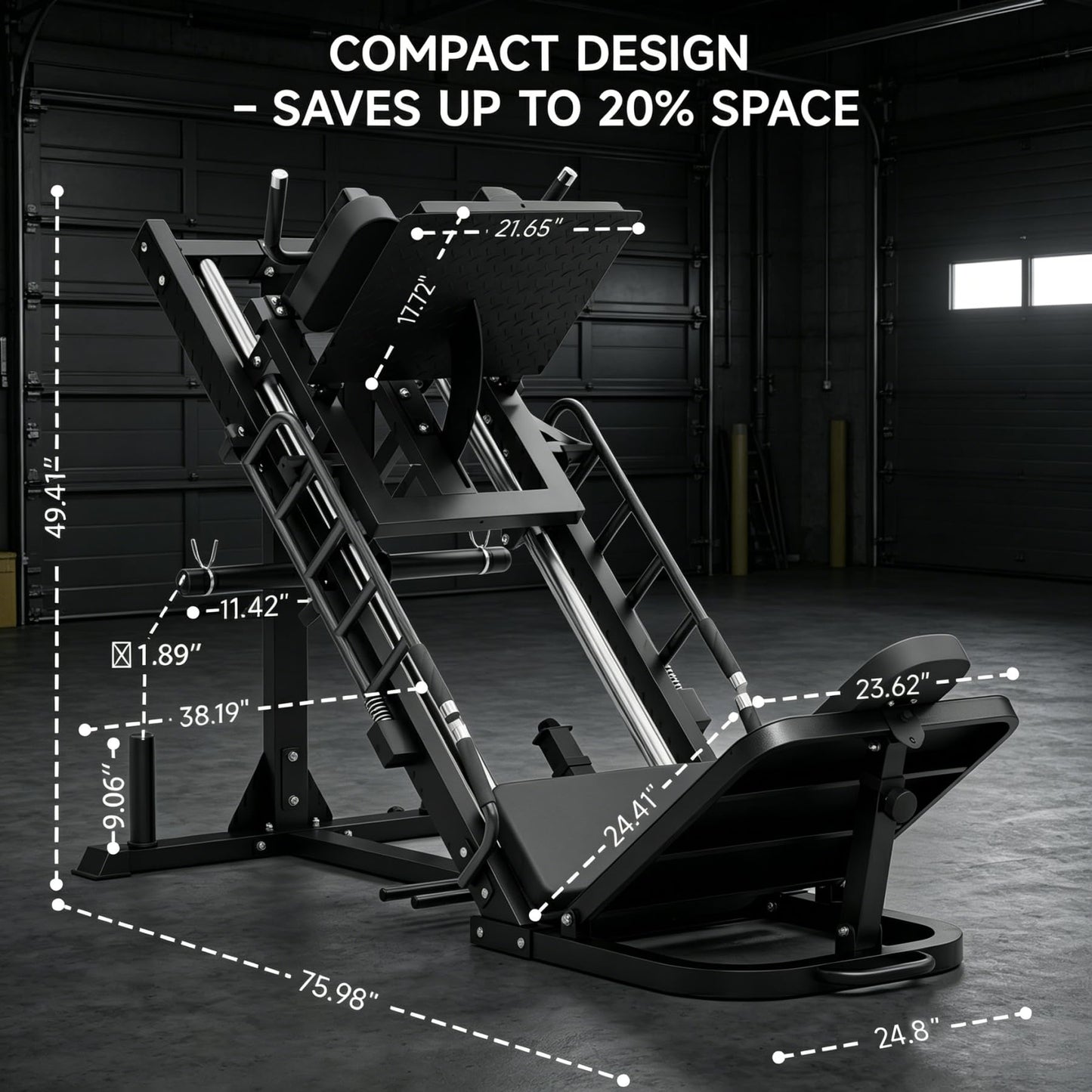 Leg Press Hack Squat Machine Combo, 45° Leg Exercise Machine ,Lower Body Special with Weight Storage for Quads, Hamstring, Glutes, Calves, Compact Home Gym Leg Day Equipment