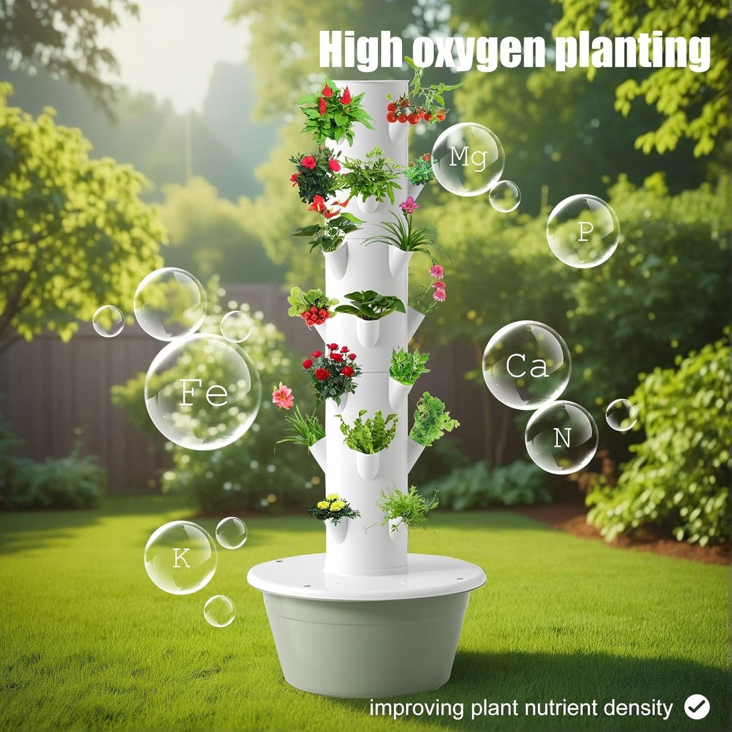 TIRUSS Hydroponic Growing Kit System, Tower Garden Hydroponic Tower with 4 LED Grow Lights, 7 Layer 28 Pots Planter, Indoor Herb Garden Planter for Lettuce, Veggies, and Fresh Greens